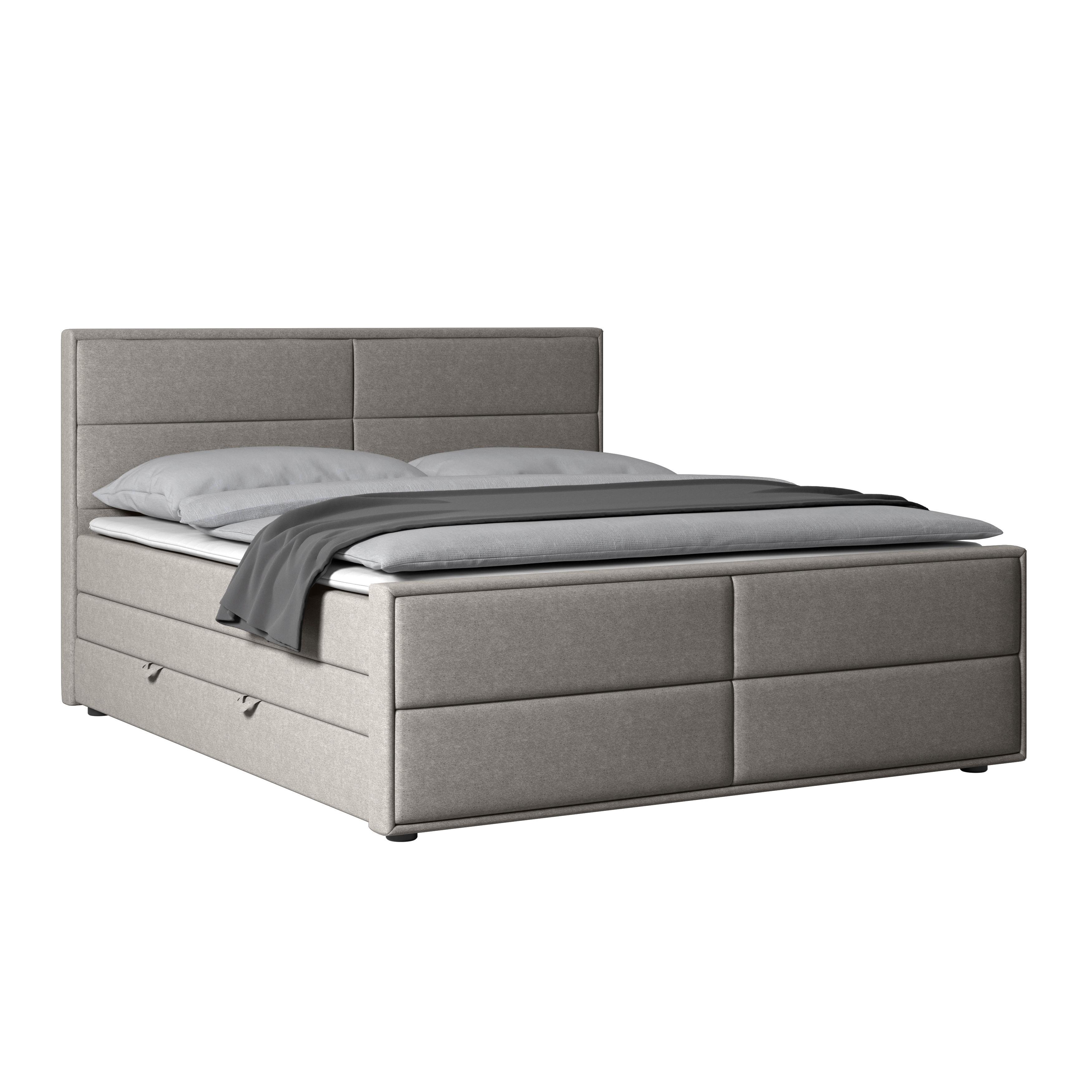 Boxspringbett Mit Bettkasten Palermo 180x200 Silberfarben - Silberfarben/Schwarz, MODERN, Karton/Holzwerkstoff (180/200cm) - MID.YOU