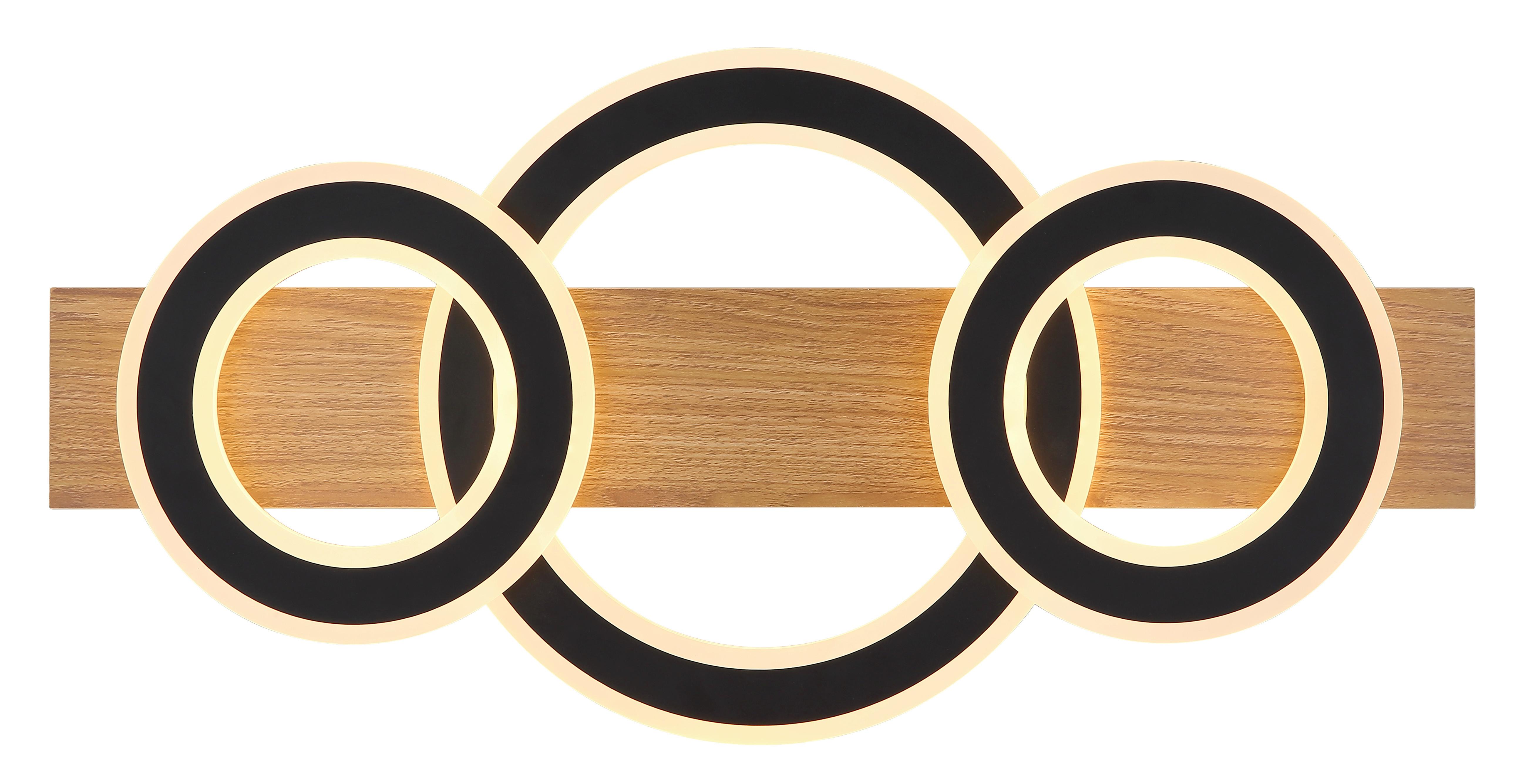 Led-deckenleuchte 48038-50 - Dunkelbraun/Opal, Natur, Kunststoff/Metall (73/35/7cm) - Globo