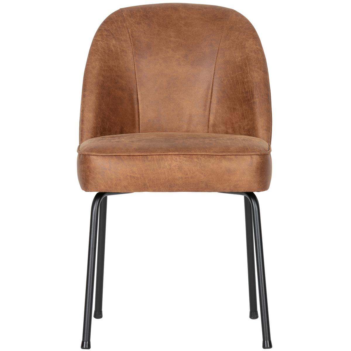 Stuhl-Set Vogue Cognac B: 50cm - Cognac/Schwarz, MODERN, Leder/Textil (50/83/57cm) - Livetastic