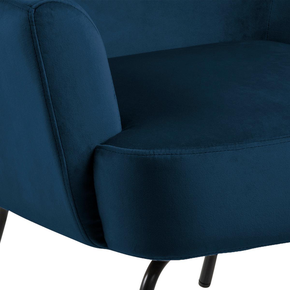 Polsterstuhl Melissa Blau Velours - Blau/Schwarz, KONVENTIONELL, Textil (75/83/75cm) - Livetastic