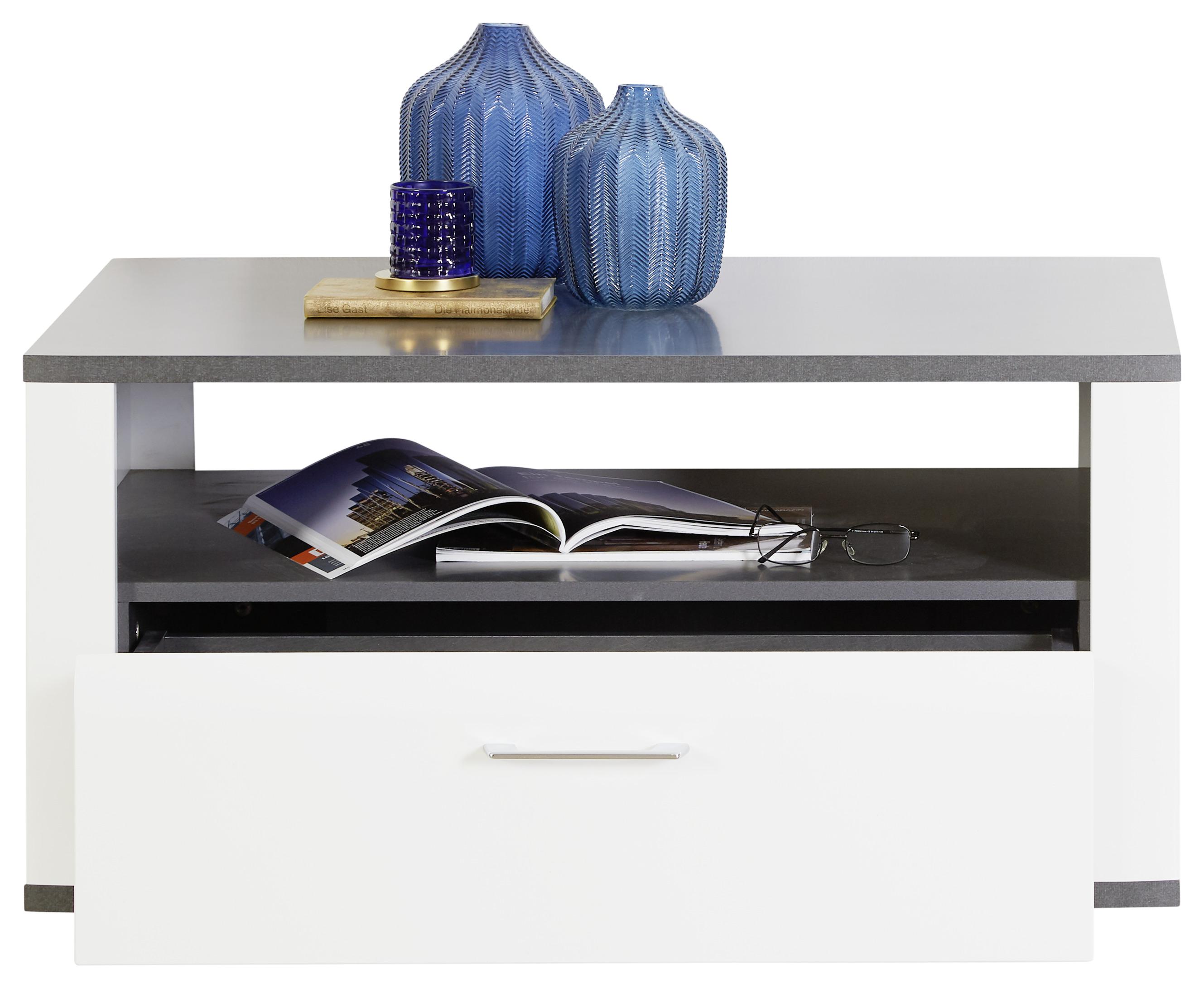 Couchtisch mit Stauraum Alassio, Weiß/Graphit Dekor - Graphitfarben/Weiß, MODERN, Holzwerkstoff (90/50/60cm) - Luca Bessoni