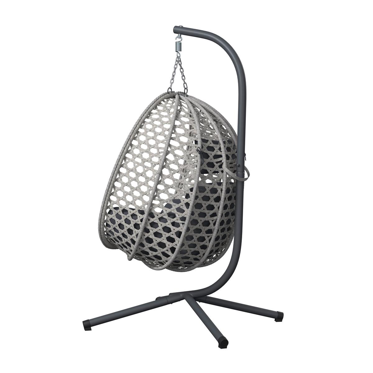 ZÁVĚSNÉ KŘESLO AMY - tmavě šedá/přírodní barvy, Moderní, kov/textil (95/196/103cm)