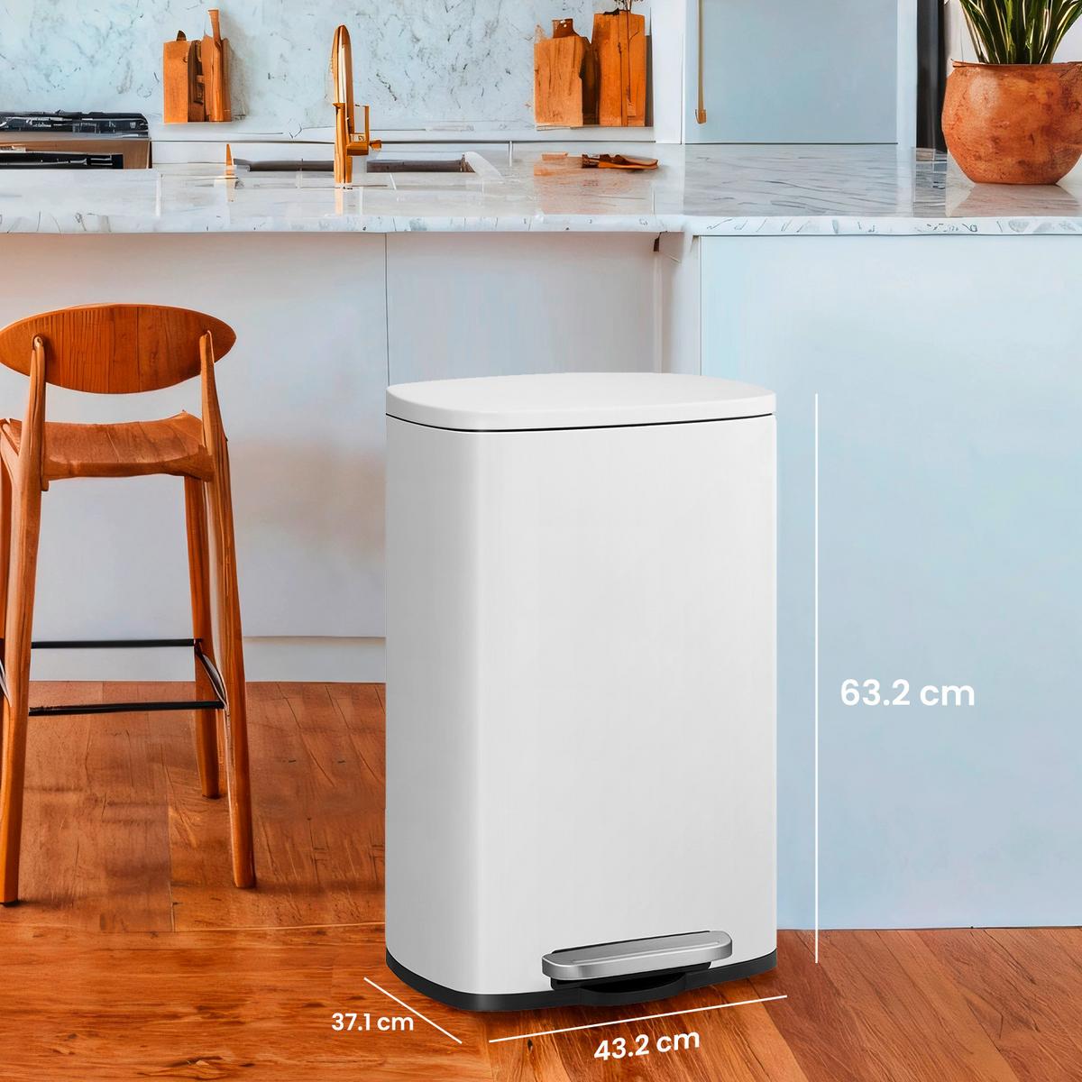 Abfallsammler Weiß B: 43,2 cm - Schwarz/Weiß, Basics, Kunststoff/Metall (43,2/63,2/37cm)