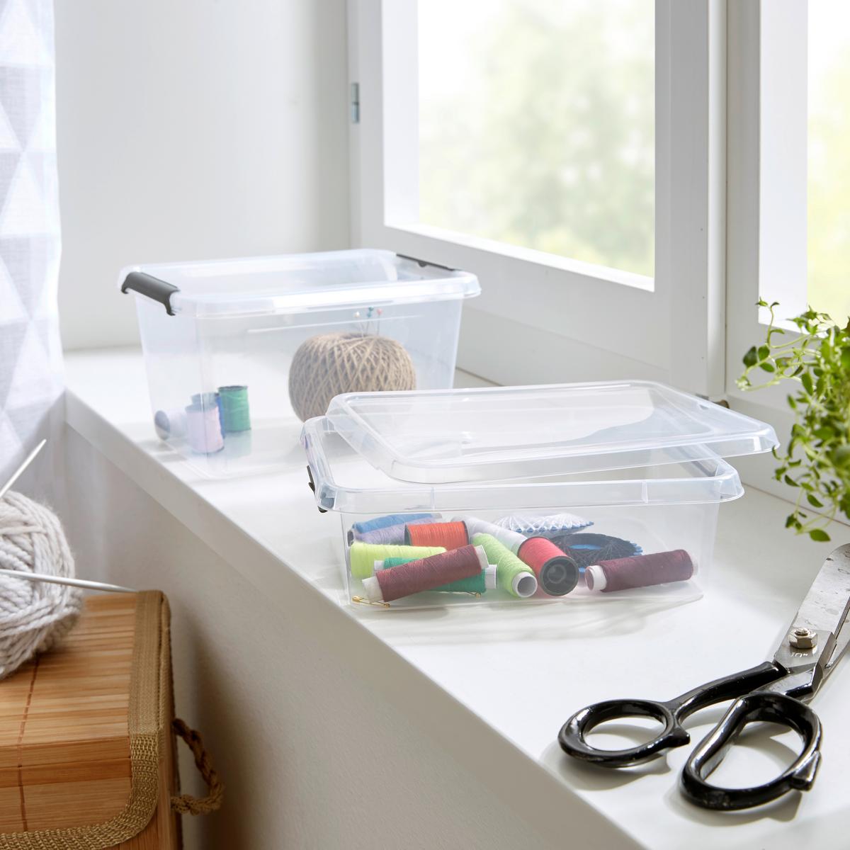 Box mit Deckel Mila - Transparent/Schwarz, KONVENTIONELL, Kunststoff (19,5/15/6,5cm) - Homezone