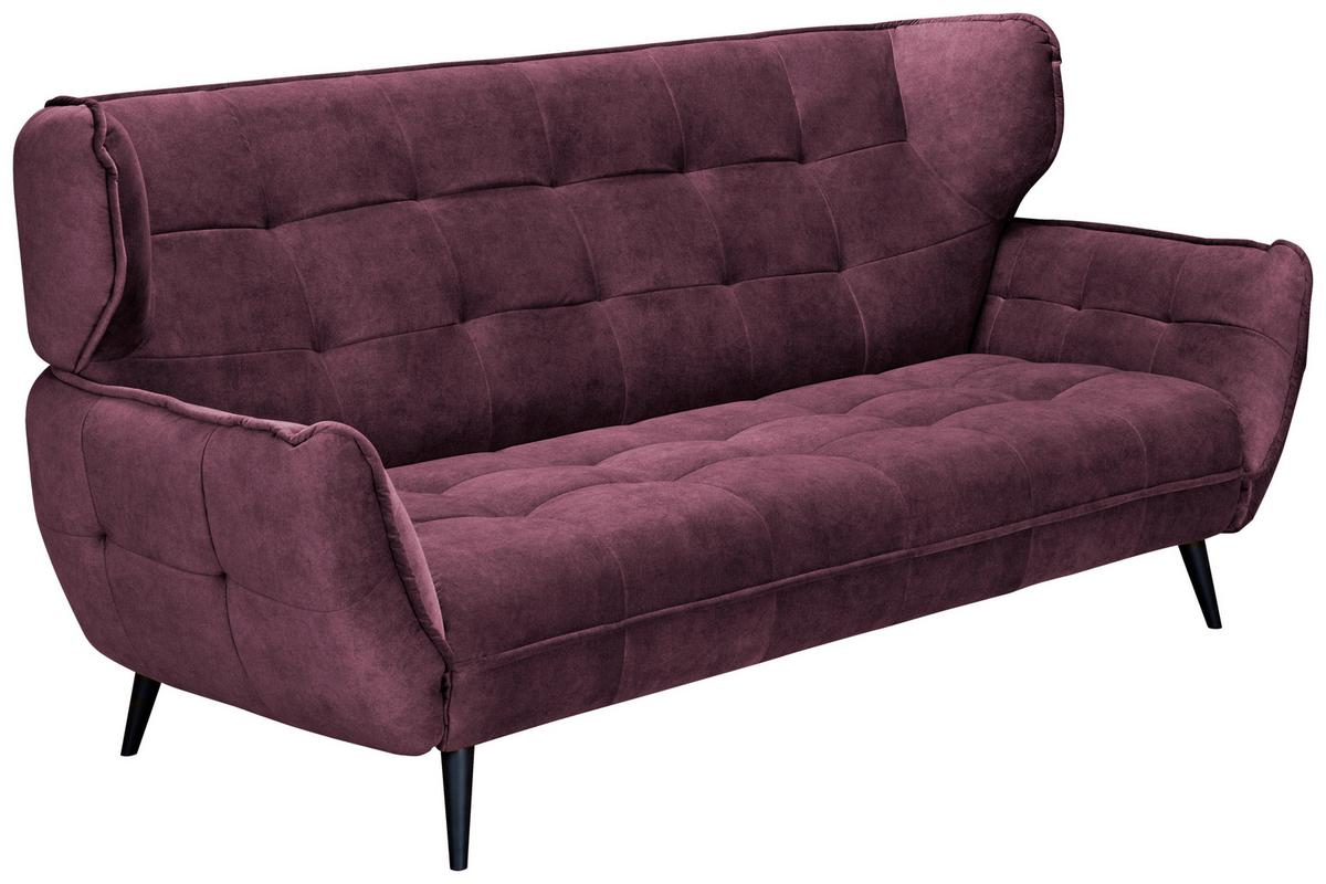 Třímístná pohovka ARIANA, vínově červená - černá/vínově červená, Moderní, kov/textil (221/105/98cm)