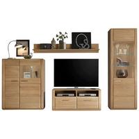 Wohnkombination 4-Tlg. Sena Eichefarben - Eichefarben, Design, Glas/Holz (319/209/51cm) - Livetastic