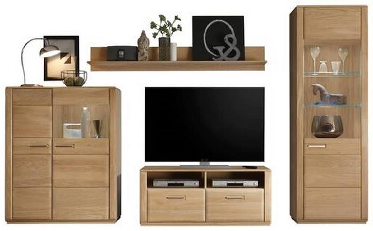 Wohnkombination 4-Tlg. Sena Eichefarben - Eichefarben, Design, Glas/Holz (319/209/51cm) - Livetastic