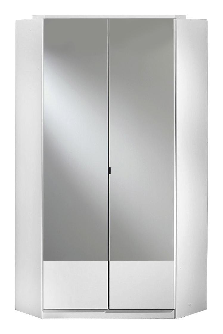 Eckkleiderschrank Imago B: ca. 95 cm - Weiß, KONVENTIONELL, Glas/Holzwerkstoff (95/198/95cm) - Xora
