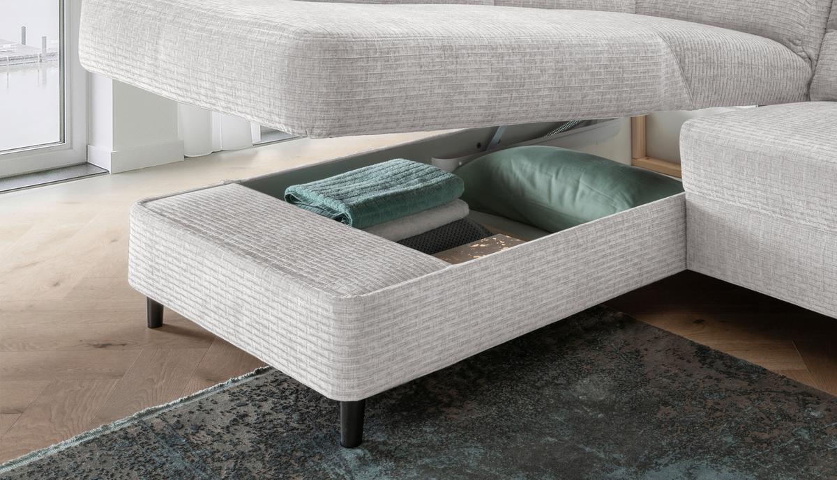 Ecksofa Cavoli, Weiß S: 176x279 cm - Schwarz/Weiß, MODERN, Textil (176/279cm) - Livetastic