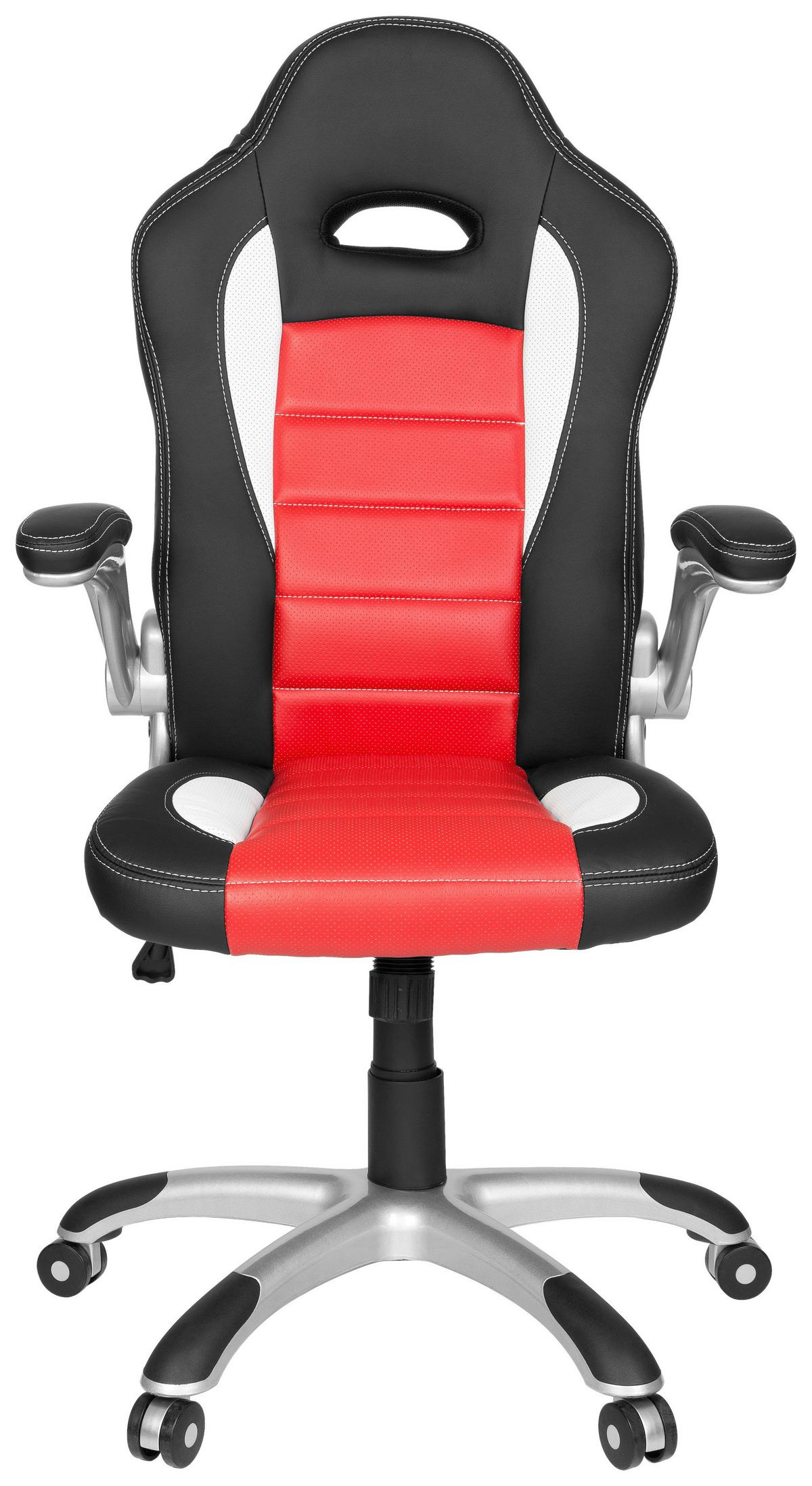 Gamingstuhl Game Sport Rot/schwarz/weiß - Rot/Silberfarben, MODERN, Kunststoff/Textil (64/118/57cm) - MID.YOU