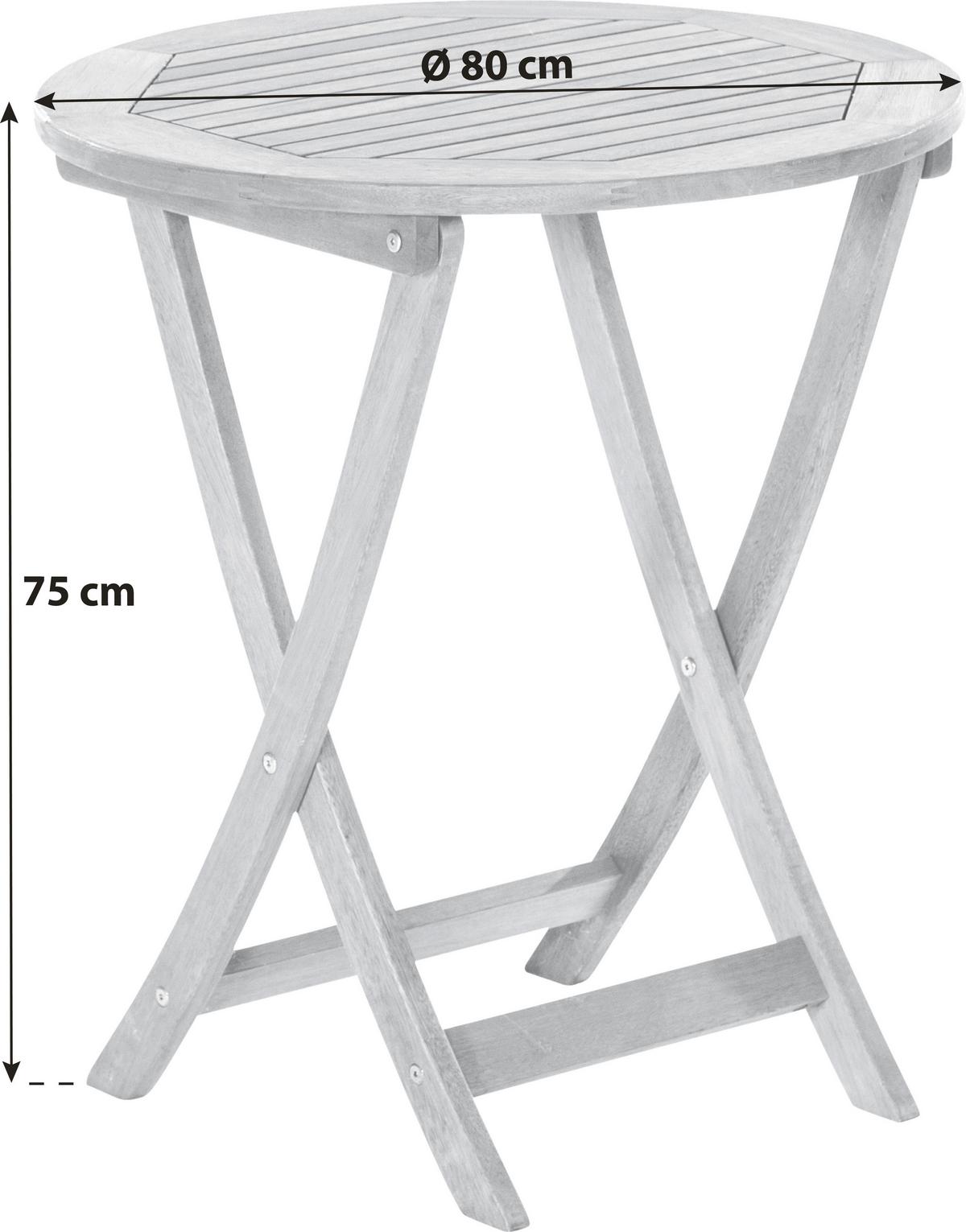 Gartentisch Klappbar Eukalyptusholz Ø 80 cm - Naturfarben, KONVENTIONELL, Holz (80/75/80cm) - Gardenson
