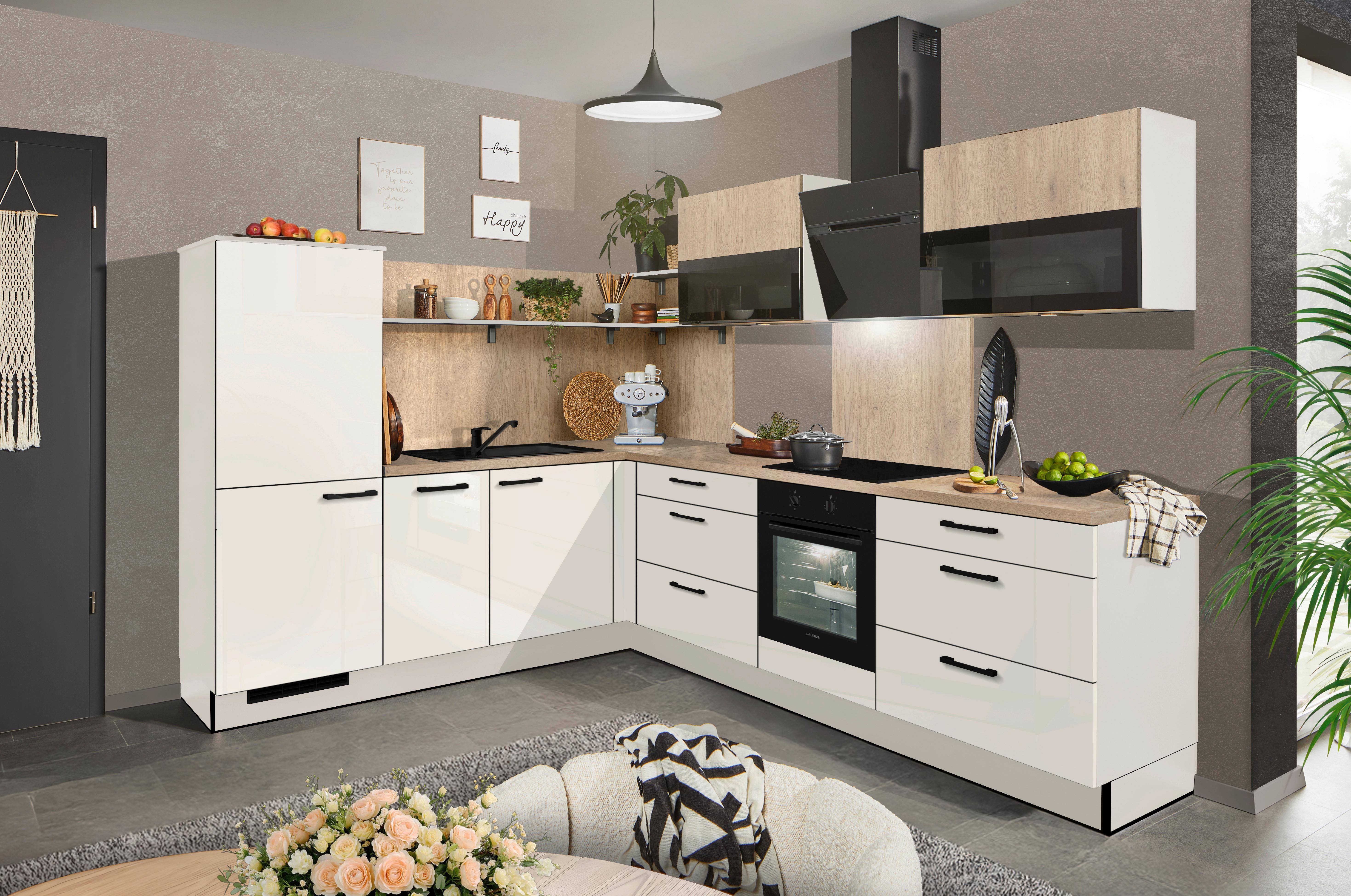 Eckküche Pn215/pn100 - Eichefarben/Magnolie, MODERN, Holzwerkstoff (230/285cm) - Pino