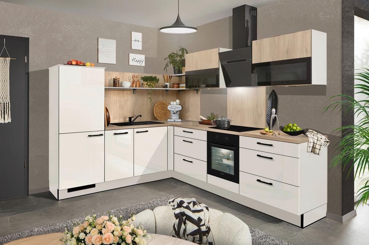 Eckküche Pn215/pn100 - Eichefarben/Magnolie, MODERN, Holzwerkstoff (230/285cm) - Pino