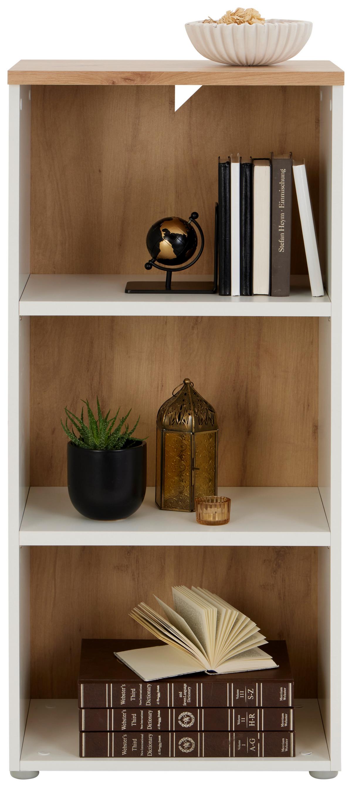 Aktenregal Kontor K4 Eiche Dekor Weiss B: 50 cm - Eichefarben/Weiß, MODERN, Holzwerkstoff (50/112/38cm)