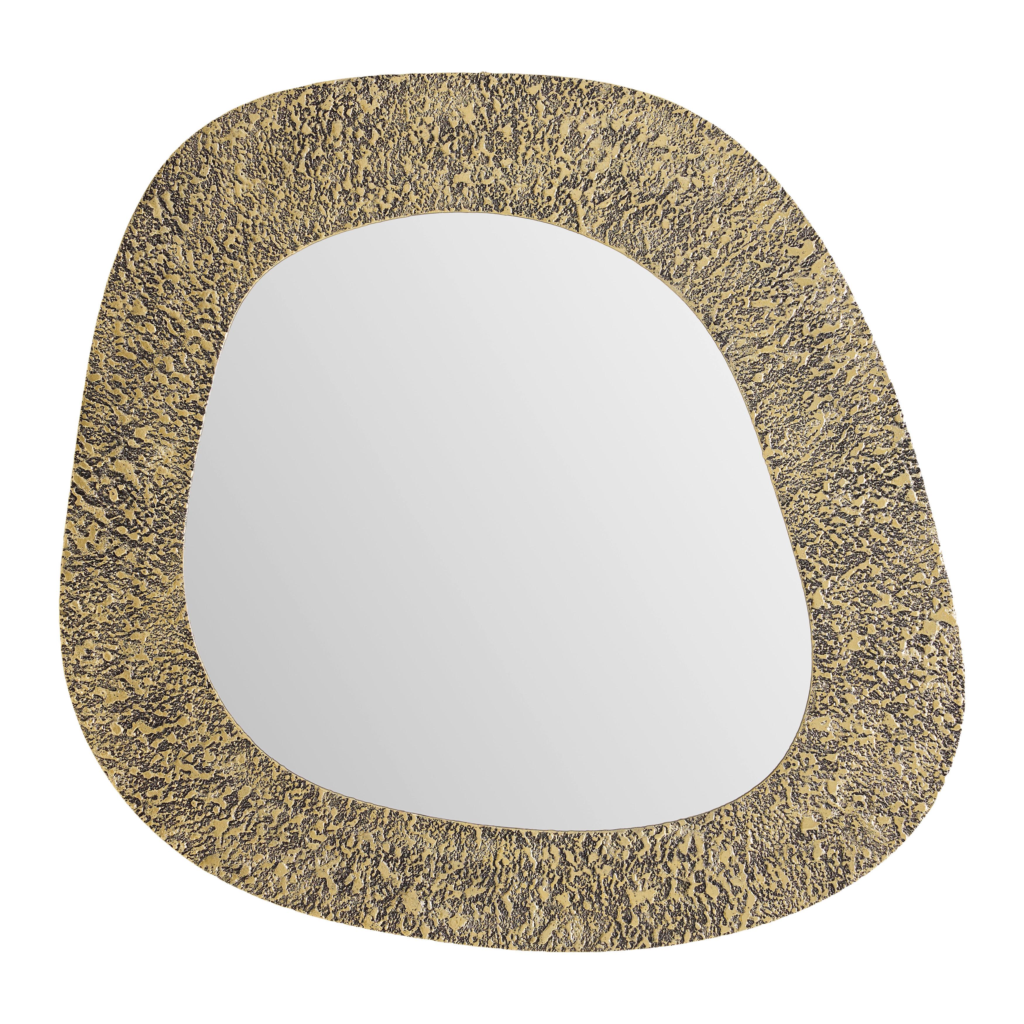 ZRCADLO RAMYA -TREND- - zlatohnědá, Lifestyle, kov/kompozitní dřevo (71/79/3cm) - Premium Living