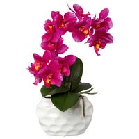 Kunstpflanze Orchideen Pink, Topf: Grün, H: 33 Cm - Pink/Weiß, Design, Kunststoff (33cm) - P & B