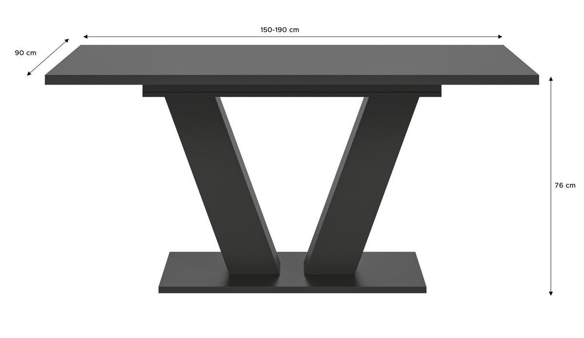 Ausziehtisch Marlon 150 Az Grau Auf 190 cm ausziehbar - Grau, Trend, Holzwerkstoff (150-190/90/75cm) - MID.YOU