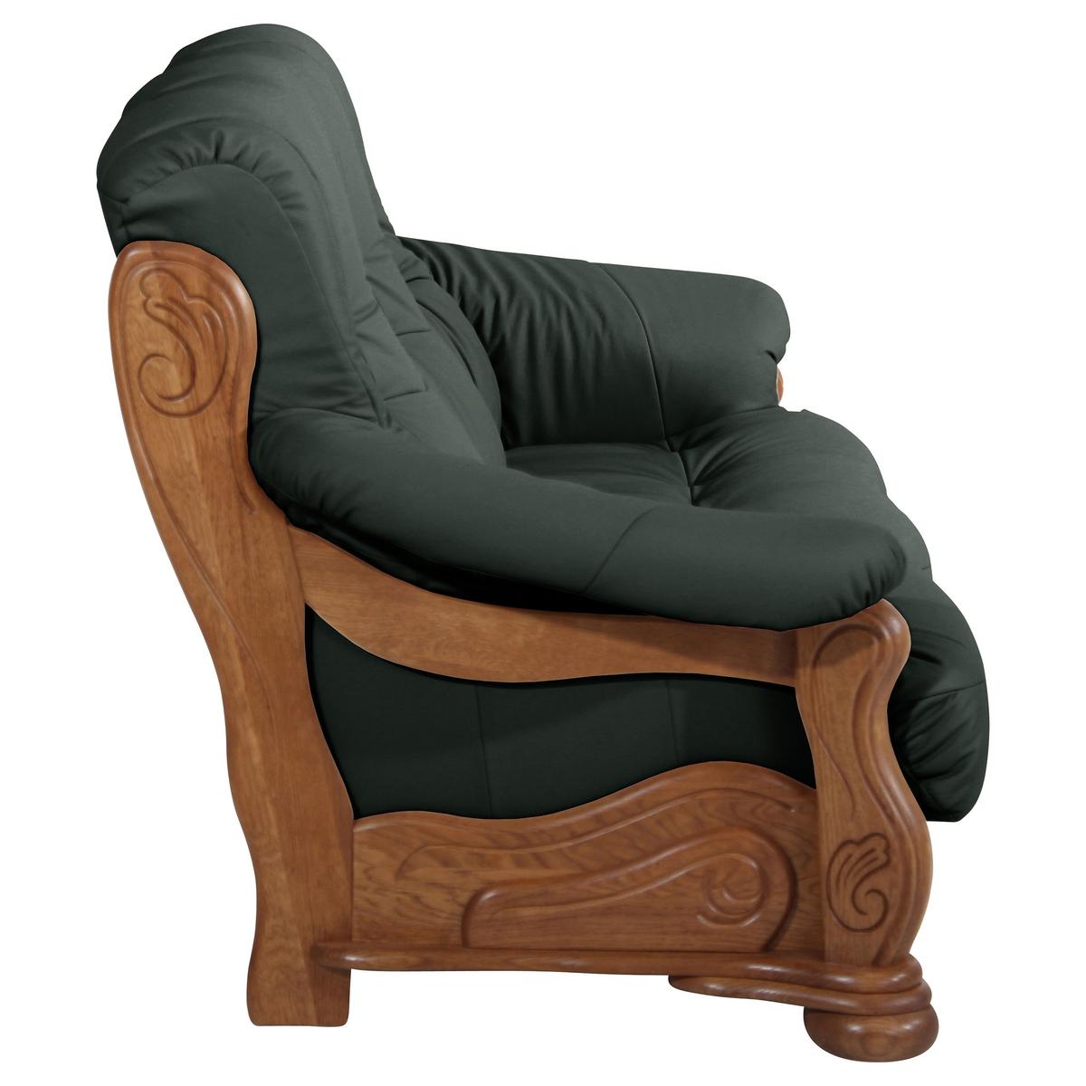 3-sitzer-sofa Tennessee Dunkelgrün Echtleder - Dunkelgrün/Eichefarben, LIFESTYLE, Leder/Holz (205/95/95cm) - Max Winzer