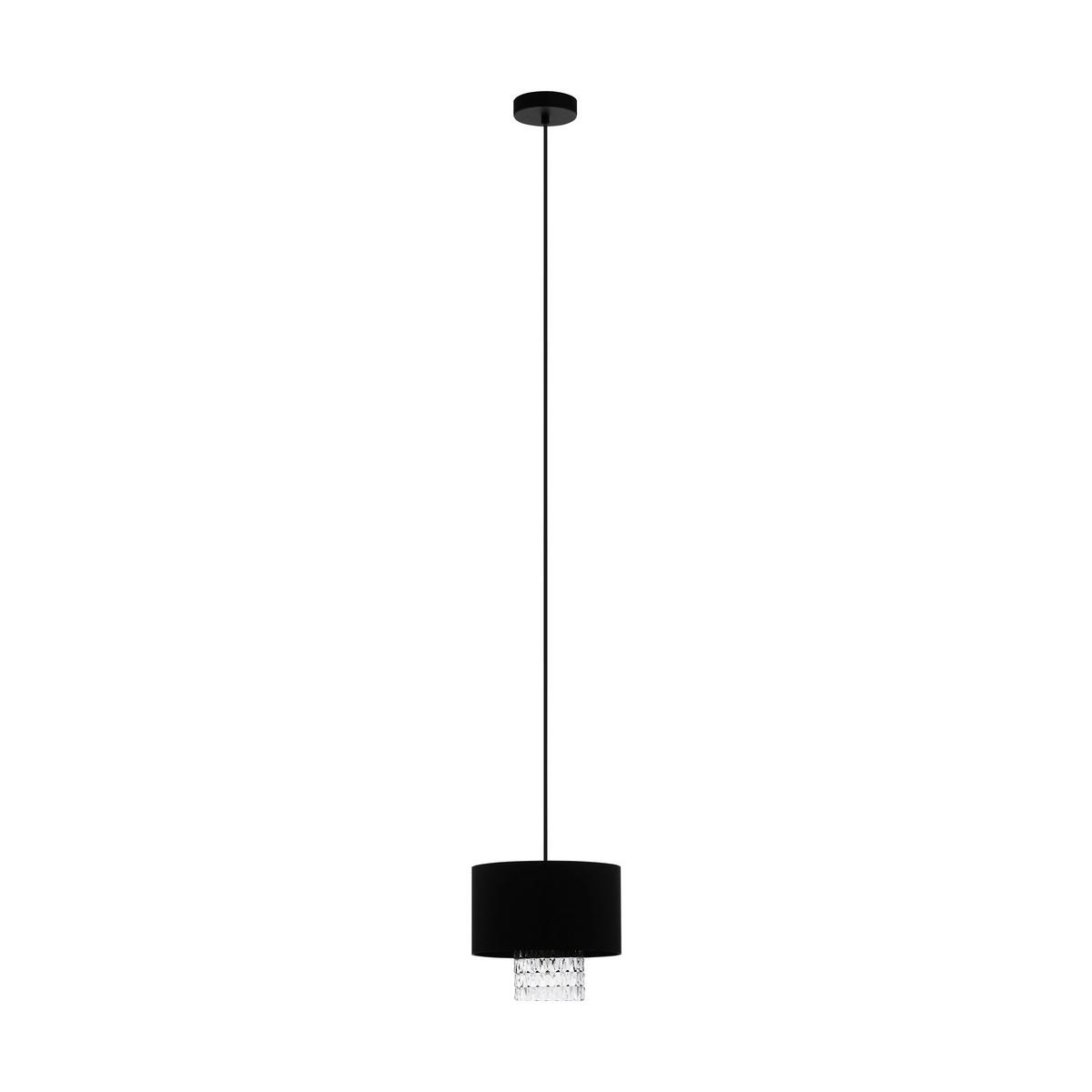 Hängeleuchte Sapuara H: 150 cm 1-Flammig - Klar/Schwarz, KONVENTIONELL, Glas/Textil (24/150cm) - Eglo