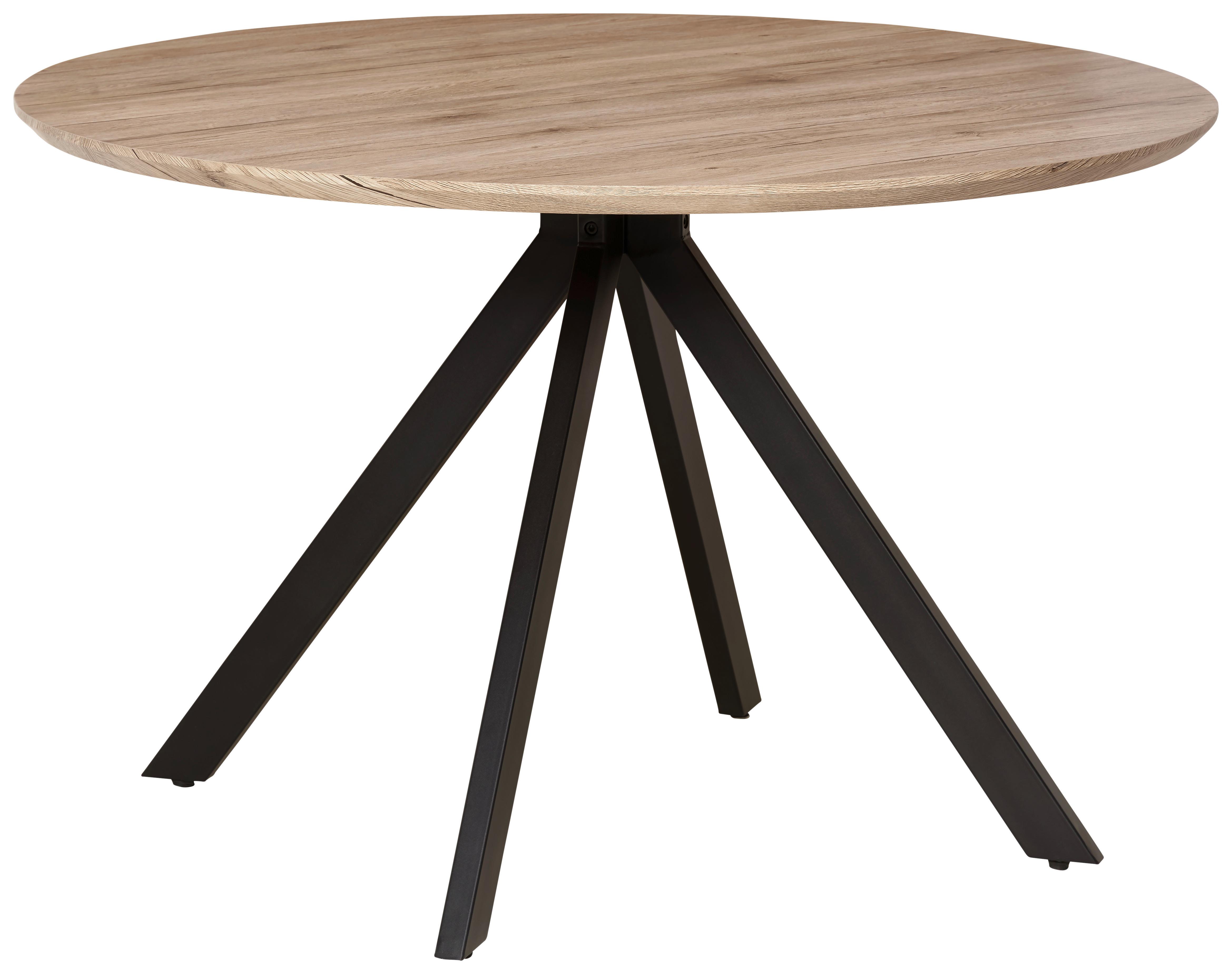 Esstisch Leeds - Schwarz/Naturfarben, LIFESTYLE, Holzwerkstoff/Metall (120/76/120cm) - Livetastic