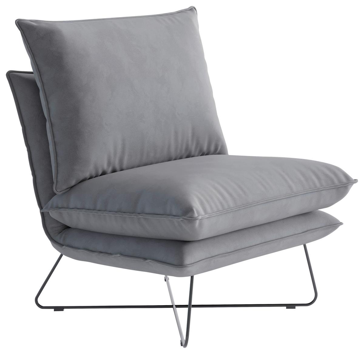 Sessel Skyline - Hellgrau/Schwarz, Design, Textil (72/84/90cm) - Livetastic