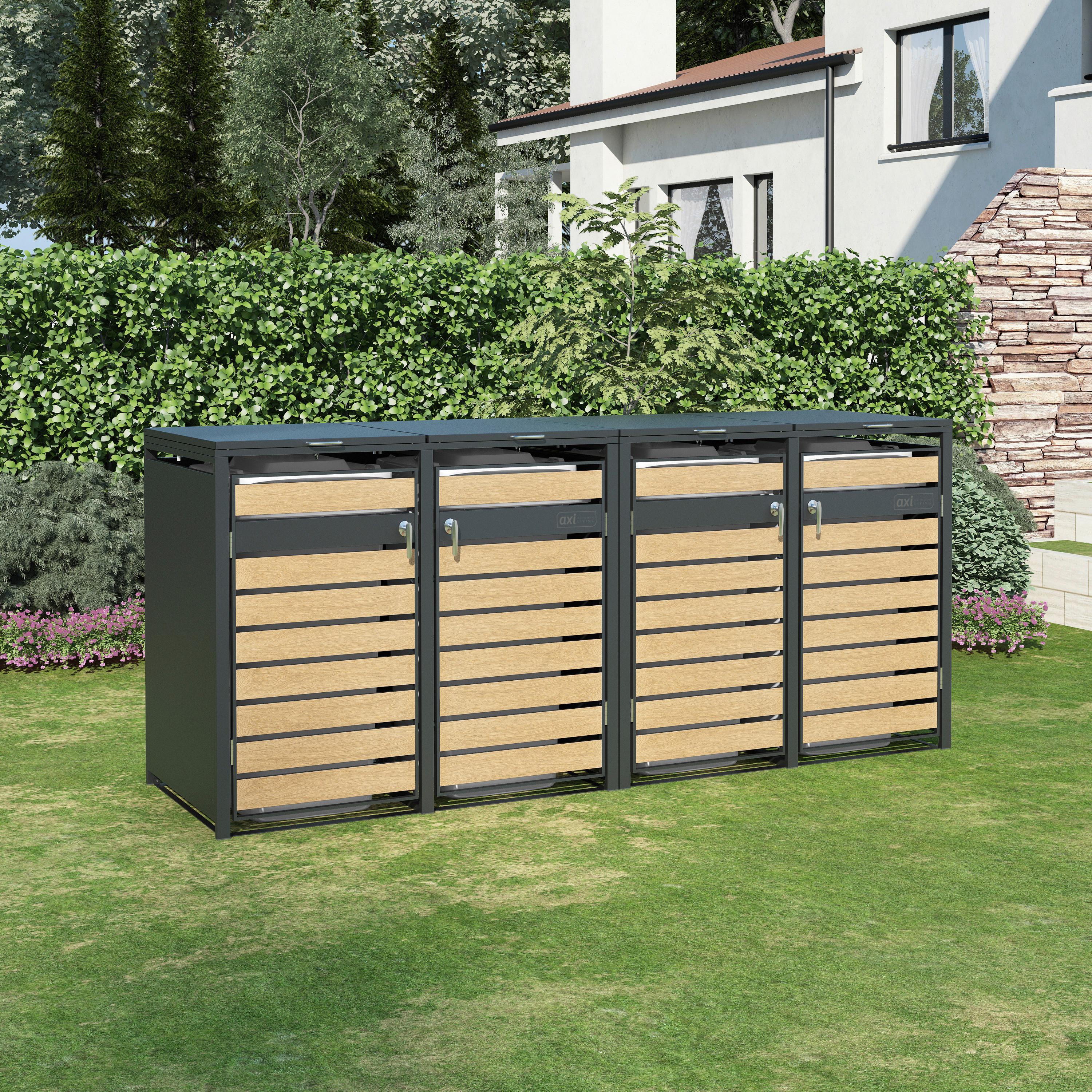 Mülltonnenbox A093.004.00 - Anthrazit/Braun, KONVENTIONELL, Metall (80/116/264cm) - Ambia Garden