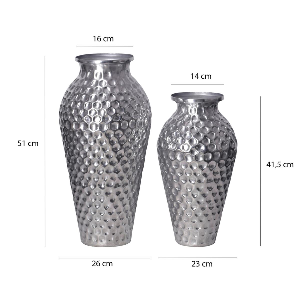 Dekovase 2er Set Silberfarben B: 26 Cm - Silberfarben, Design, Metall (26/51/26cm) - Livetastic