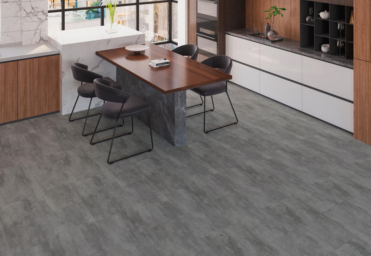 Designboden Fliesenoptik Grau Stärke 2,5mm - Grau, Basics, Kunststoff (60.96/30.48/0.25cm)