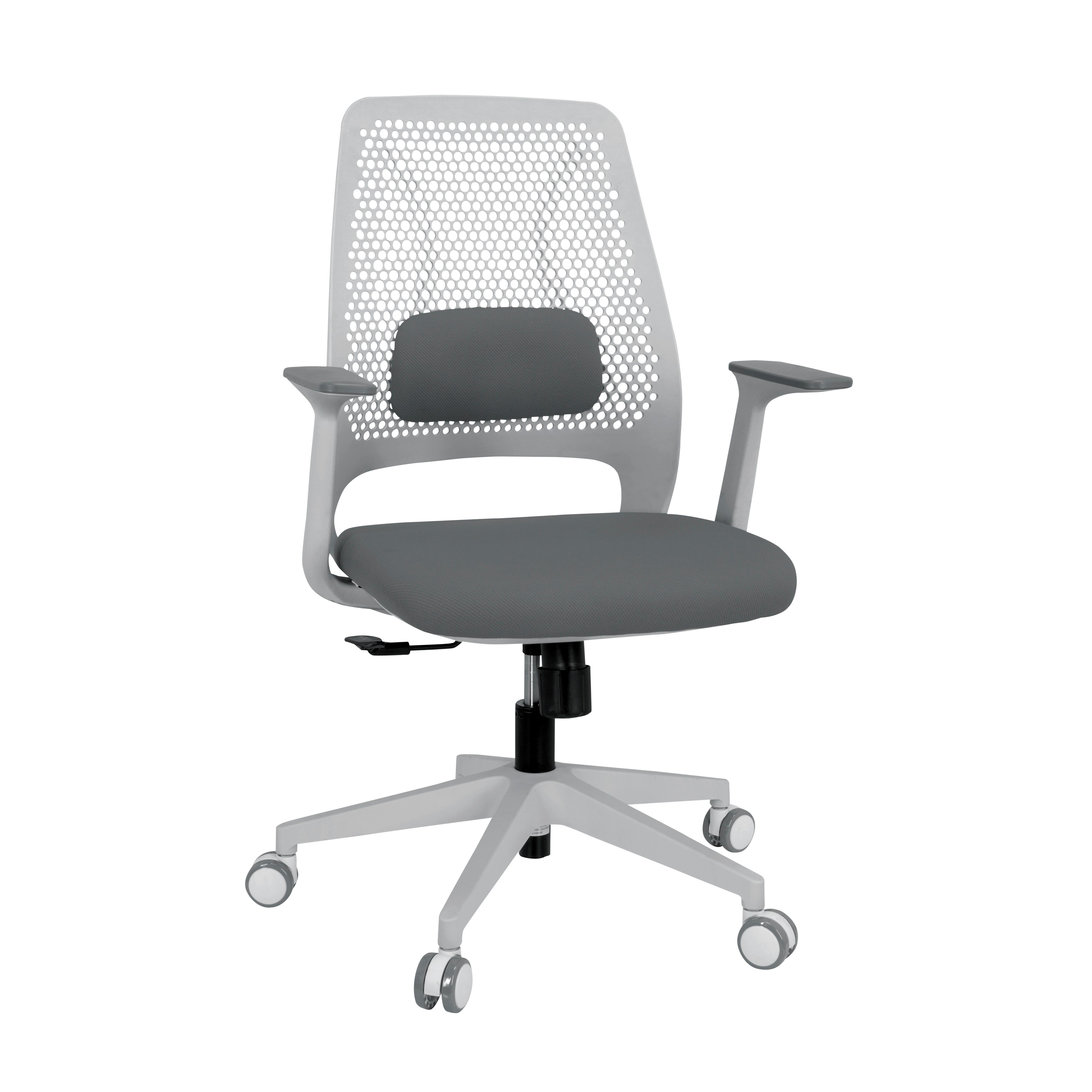 Bürostuhl Parferio Grau/Weiß Bis 110 Kg - Weiß/Grau, Basics, Kunststoff/Textil (63/99/56cm) - MID.YOU