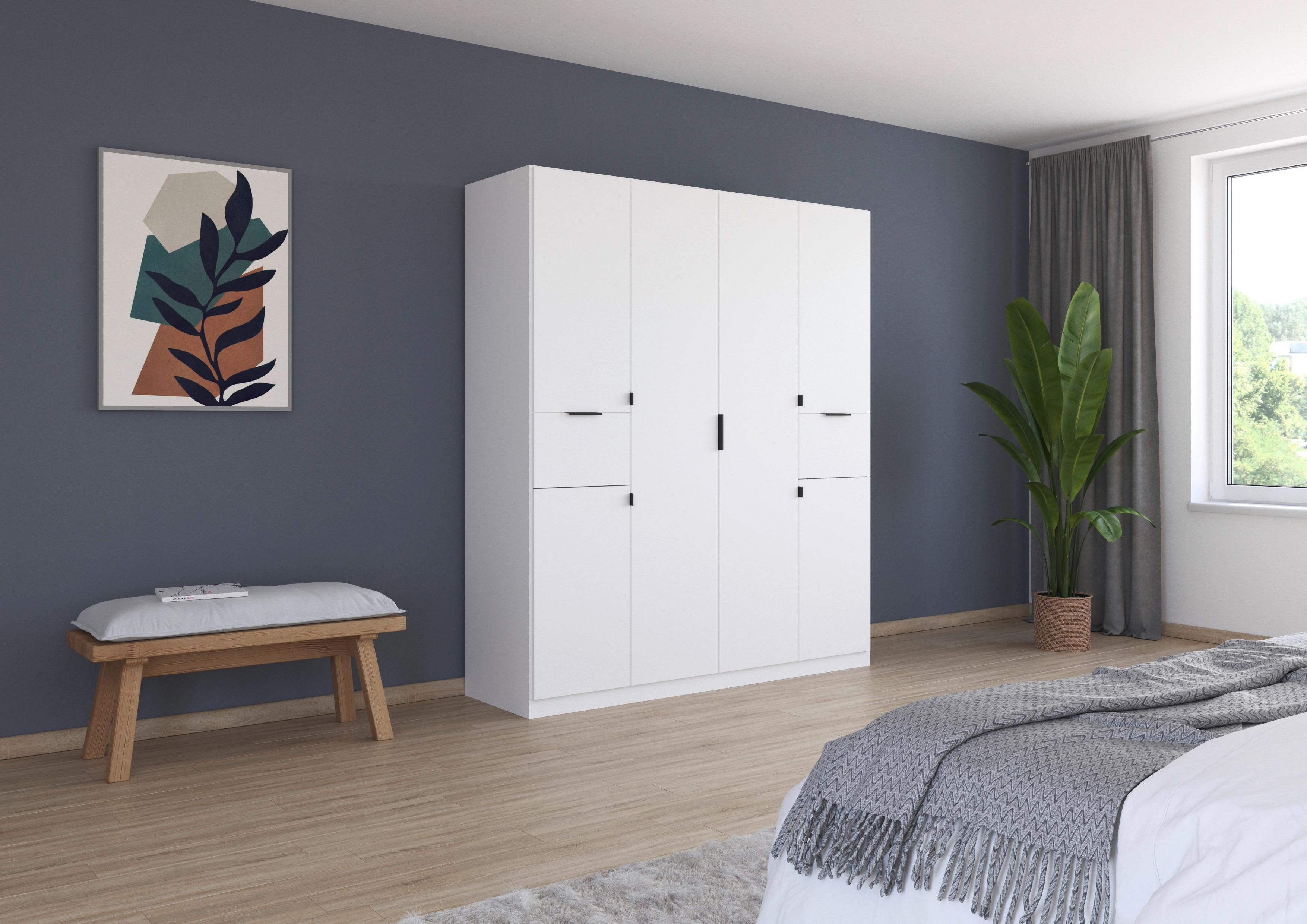 Drehtürenschrank Mit Schubladen 181 cm Ticao Weiß - Weiß, MODERN, Holzwerkstoff (181/210/54cm) - Rauch Möbel