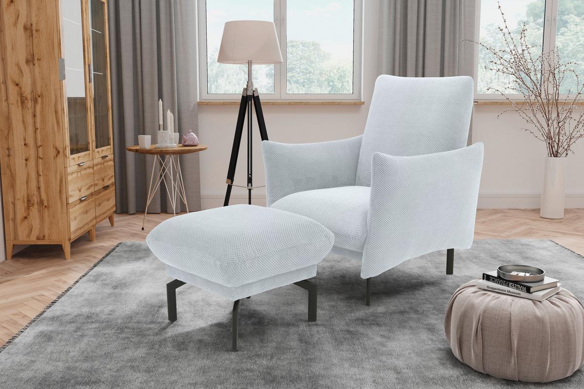 Sessel Silberfarben B: 85 Cm - Silberfarben/Schwarz, Design, Textil (85/102/95cm) - MID.YOU