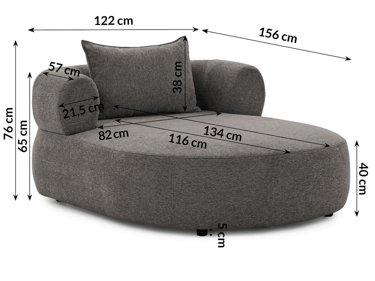 Xxl-sessel Ferro Anthrazit B: 122 Cm - Anthrazit/Schwarz, Design, Textil (122/76/156cm) - Livetastic
