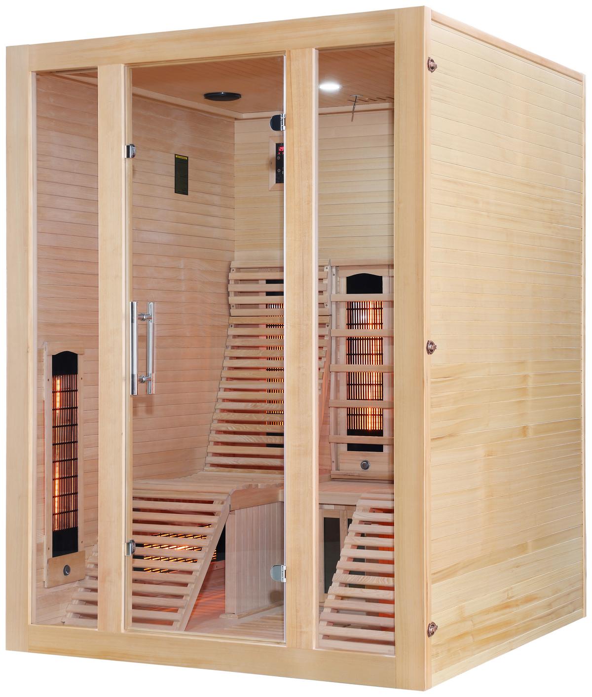 Infrarotkabine 2 Personen Bxhxt: 150x200x150 Cm + Glastür - Braun, Basics, Holz (150/200/150cm) - Sanotechnik