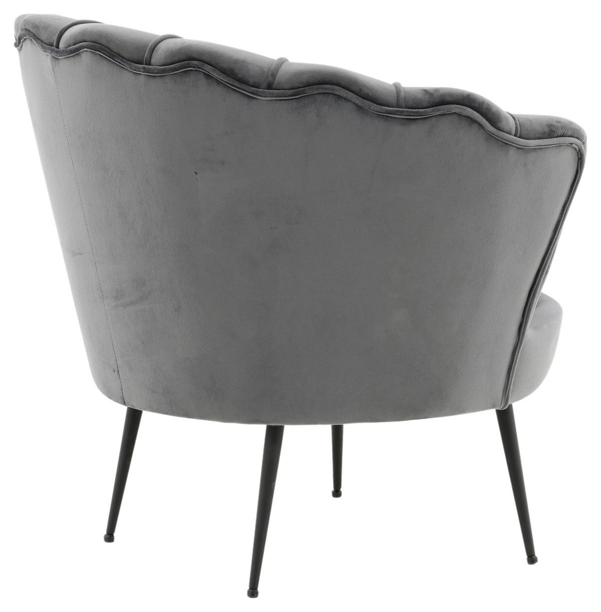 Sessel Calais - Dunkelgrau/Schwarz, Design, Textil/Metall (83/76/77cm) - Livetastic