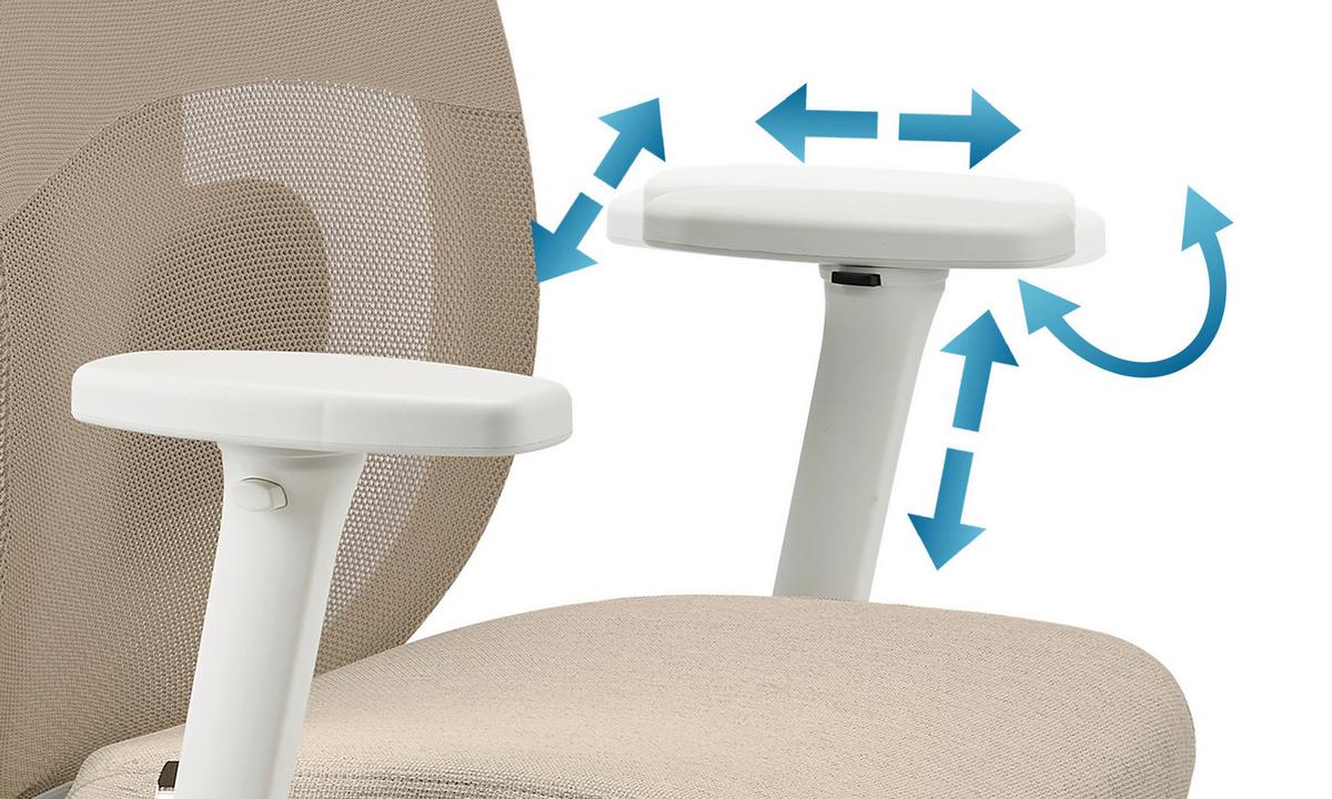 Drehstuhl Skandis Pro Weiß/Beige B: 71cm - Beige/Weiß, MODERN, Kunststoff/Textil (71/131/66cm) - MID.YOU