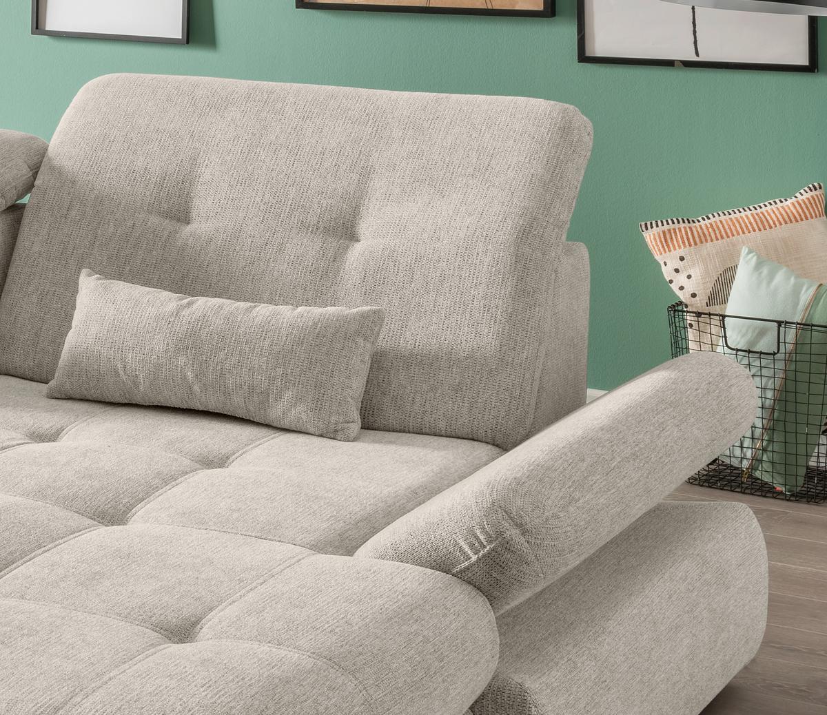 Ecksofa mit Liegefunktion Dalida Beige, S: 300x196 cm - Chromfarben/Beige, Design, Textil (300/196cm) - Livetastic