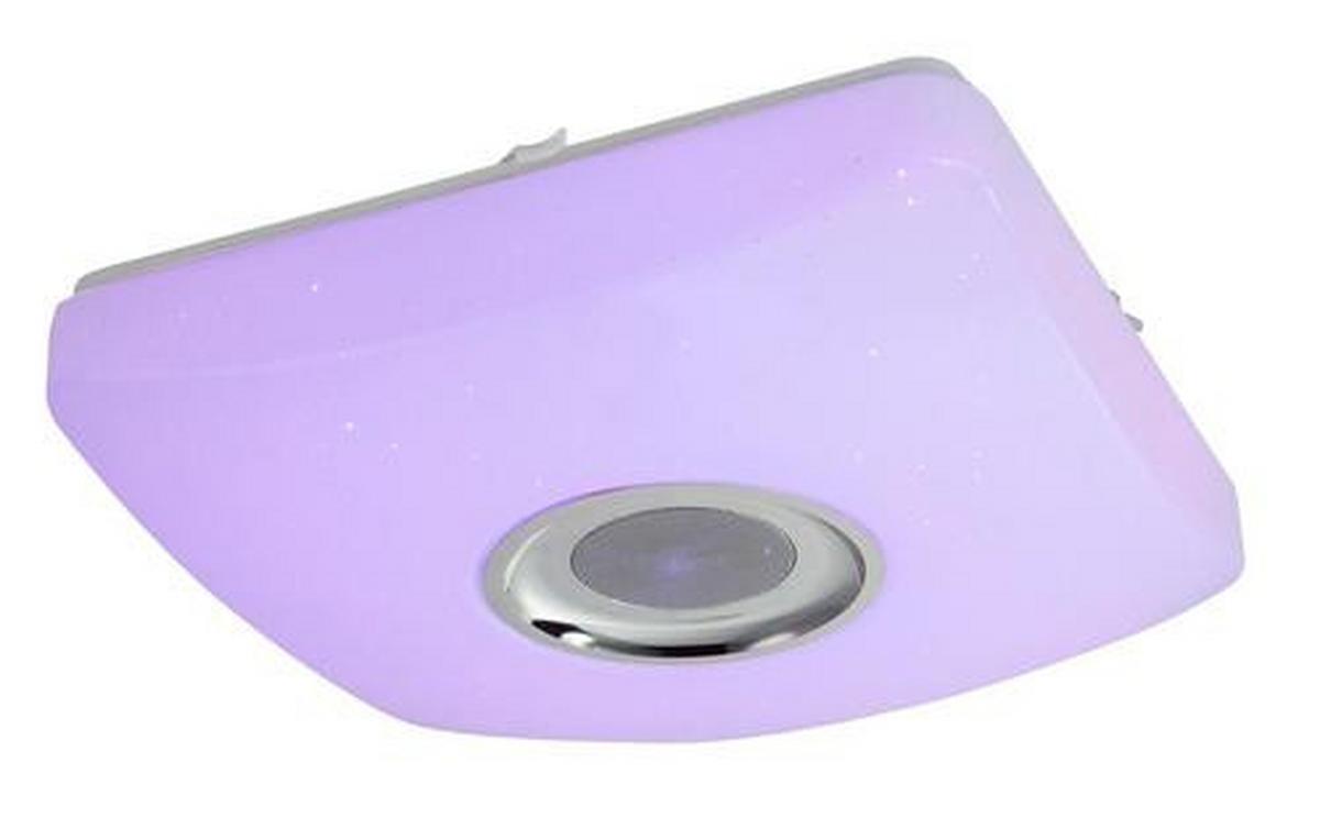 Led-deckenleuchte Ayleen L: 36,5 Cm Mit Farbwechsler - Chromfarben/Weiß, Basics, Kunststoff/Metall (36,5/36,5/9cm) - Globo