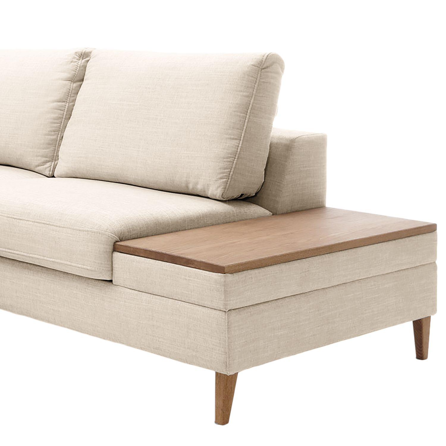 Ecksofa Alika Silberfarben: S: 260x204 cm - Eschefarben/Silberfarben, MODERN, Textil (260/204cm) - Trendmanufaktur