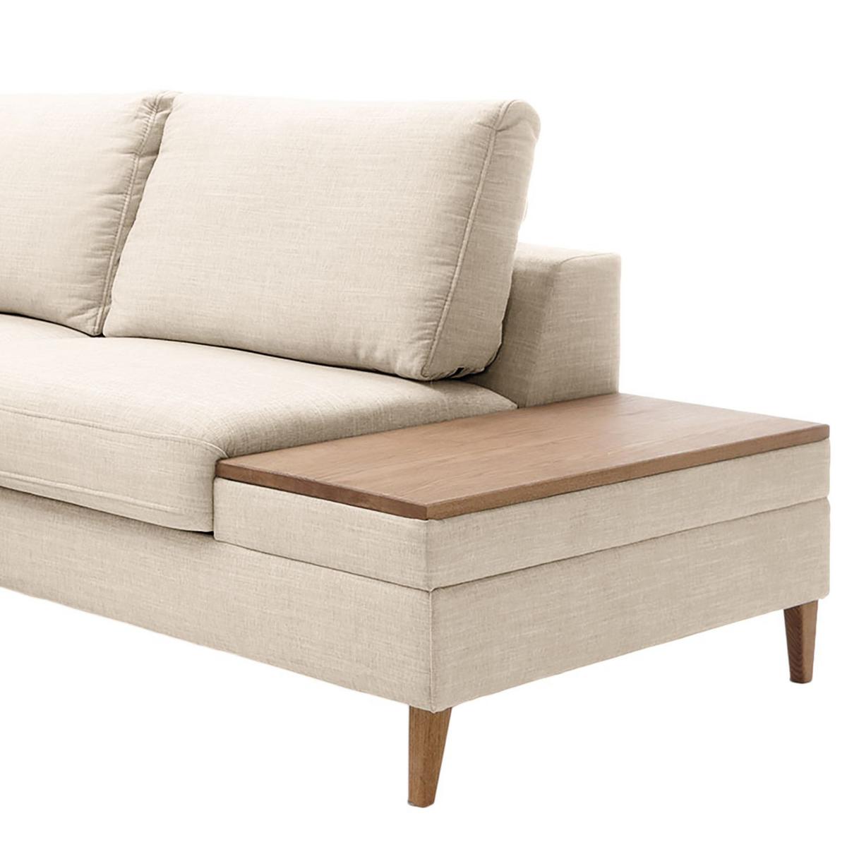 Ecksofa Alika Silberfarben: S: 260x204 cm - Eschefarben/Silberfarben, MODERN, Textil (260/204cm) - Trendmanufaktur