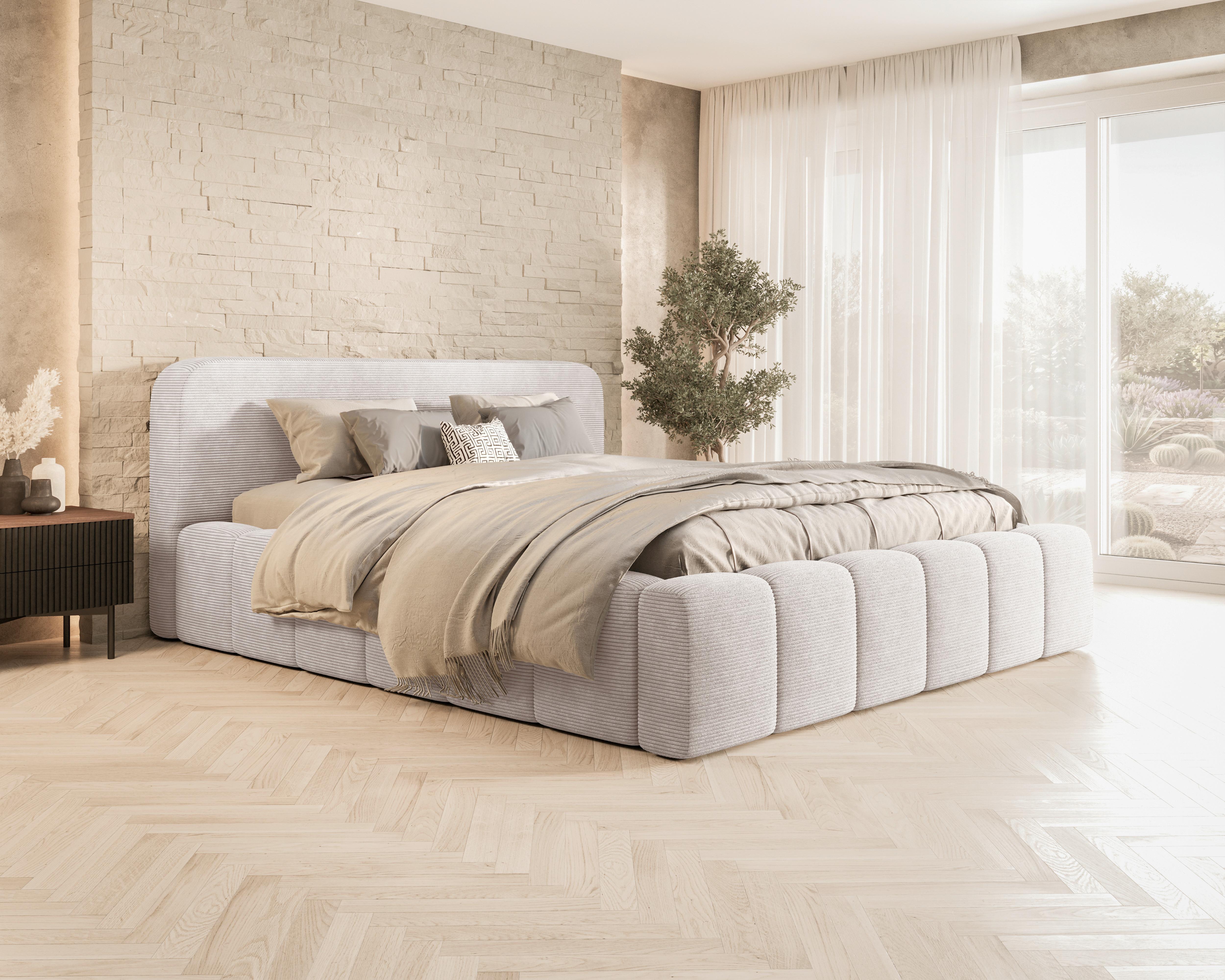 Polsterbett Deli 180 Beige LF: 180x200cm - Beige/Schwarz, MODERN, Textil/Metall (180/200cm) - MID.YOU