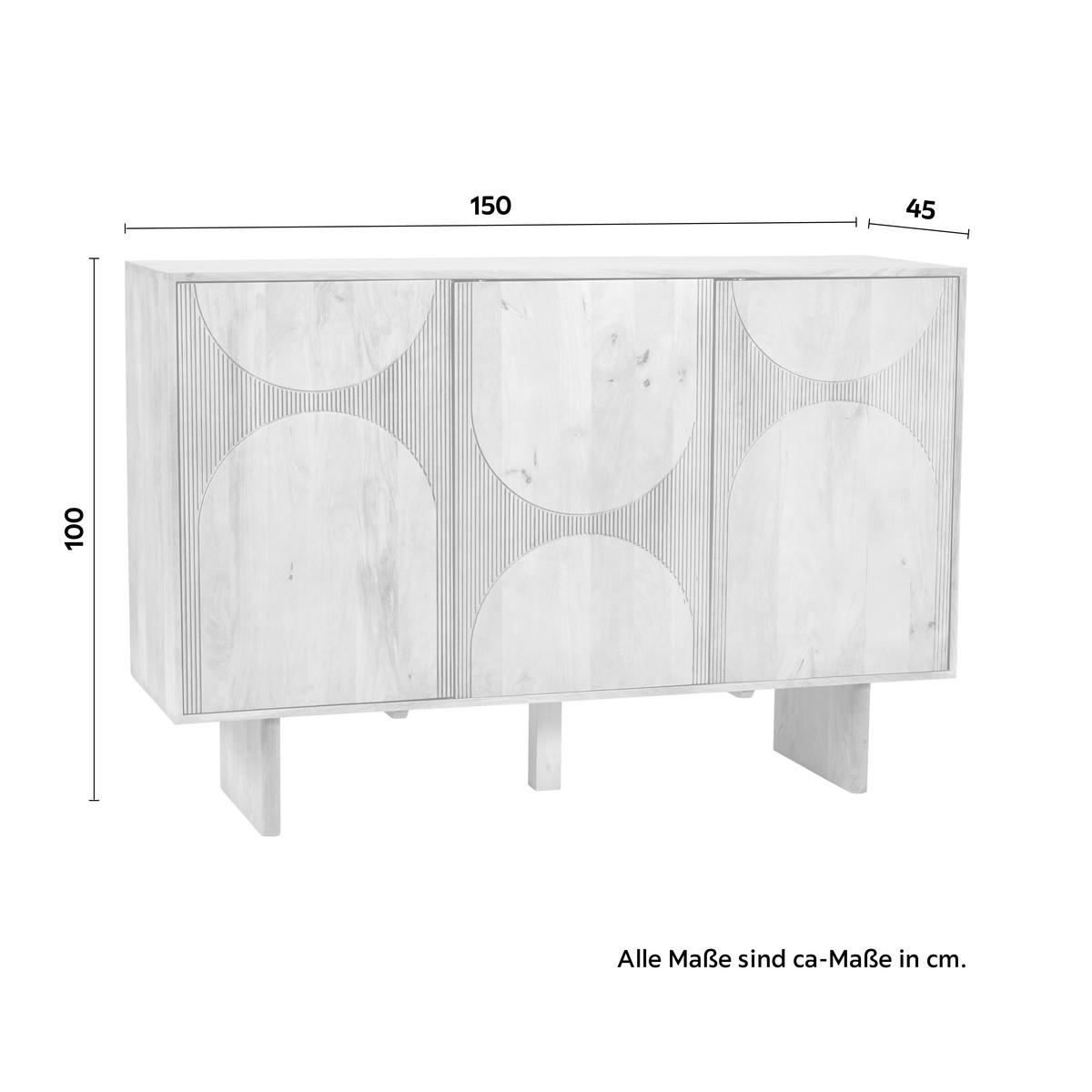 Široká komoda Curve, mangové dřevo, š: 150cm - barvy dubu, Moderní, dřevo (150/100/45cm) - Zandiara