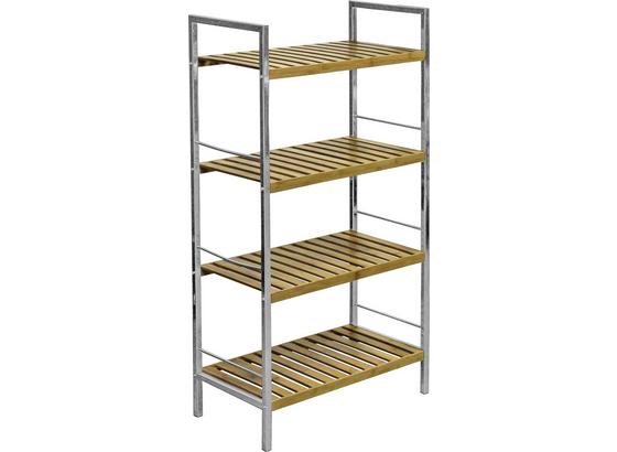 Regál Badi - hnedá/chrómová, Moderný, kov/kompozitné drevo (50/93/27cm) - Ombra Regál Badi - hnedá/chrómová, Moderný, kov/kompozitné drevo (50/93/27cm) - Ombra