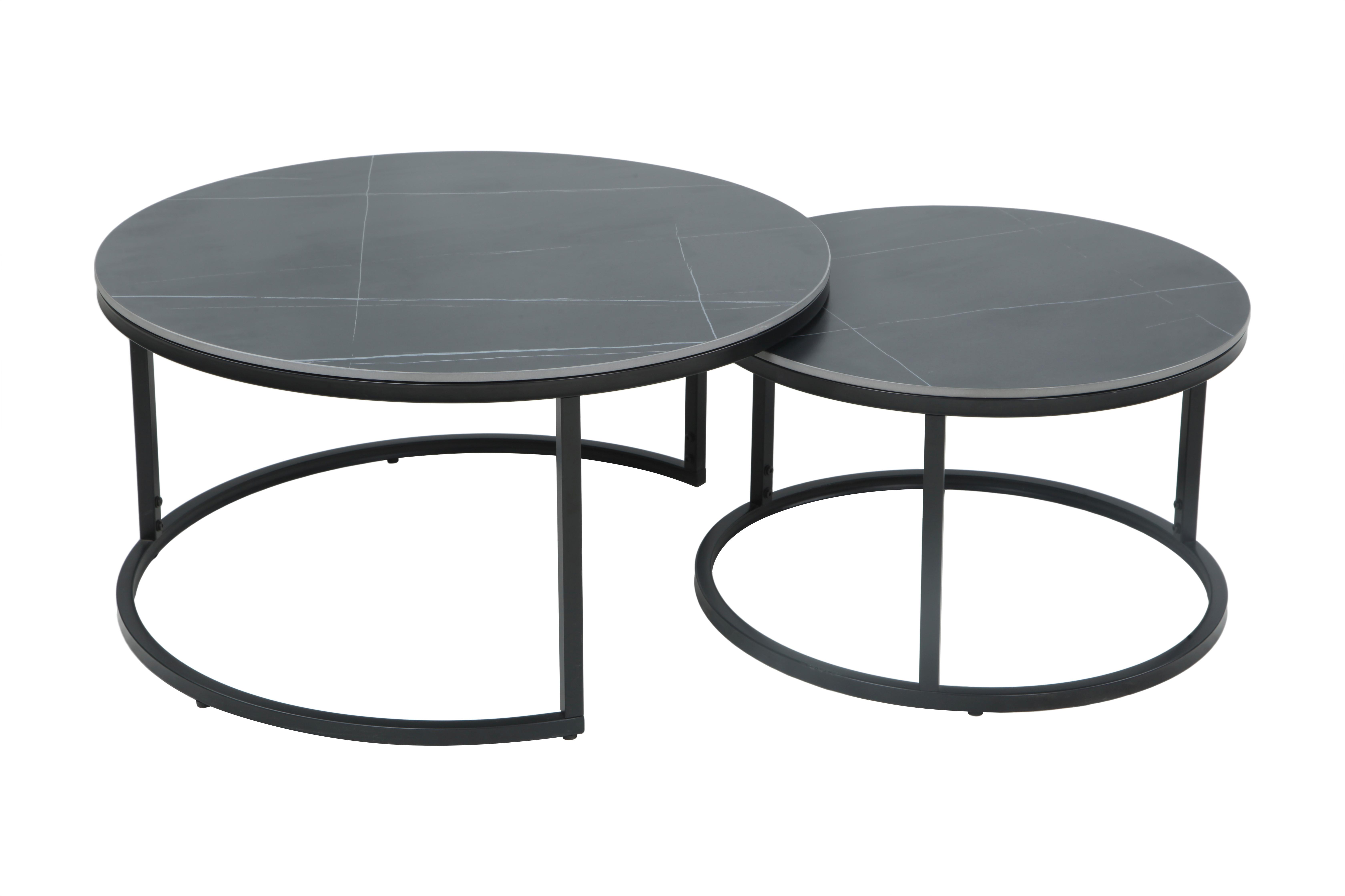 Couchtischset Luis Schwarz D: 80/60 cm - Schwarz, Design, Stein/Metall (80/60/41/37cm) - Livetastic