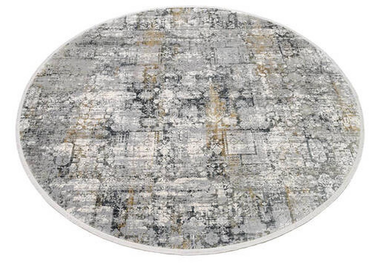 Webteppich Grau/Goldfarben Sinfonia Rund Ø 240 cm - Goldfarben/Grau, Design, Textil (240cm) - Musterring