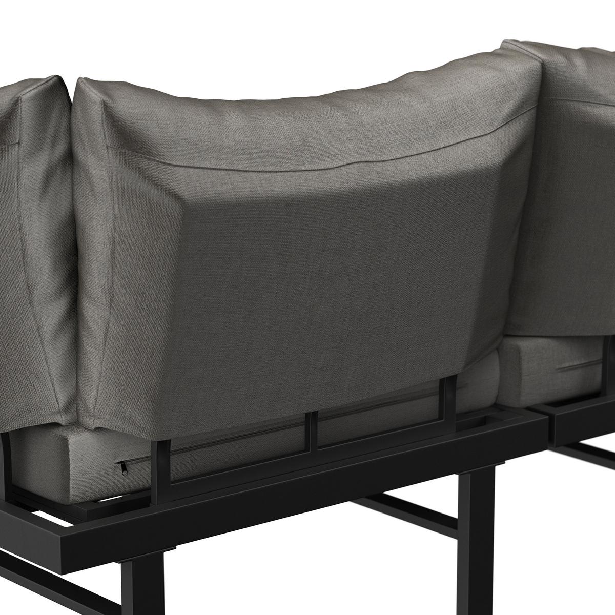 Loungegarnitur 4-Tlg. Zürich Holz/Metall/Glas mit Kissen - Naturfarben/Grau, MODERN, Glas/Holz (261/261cm) - Beldano