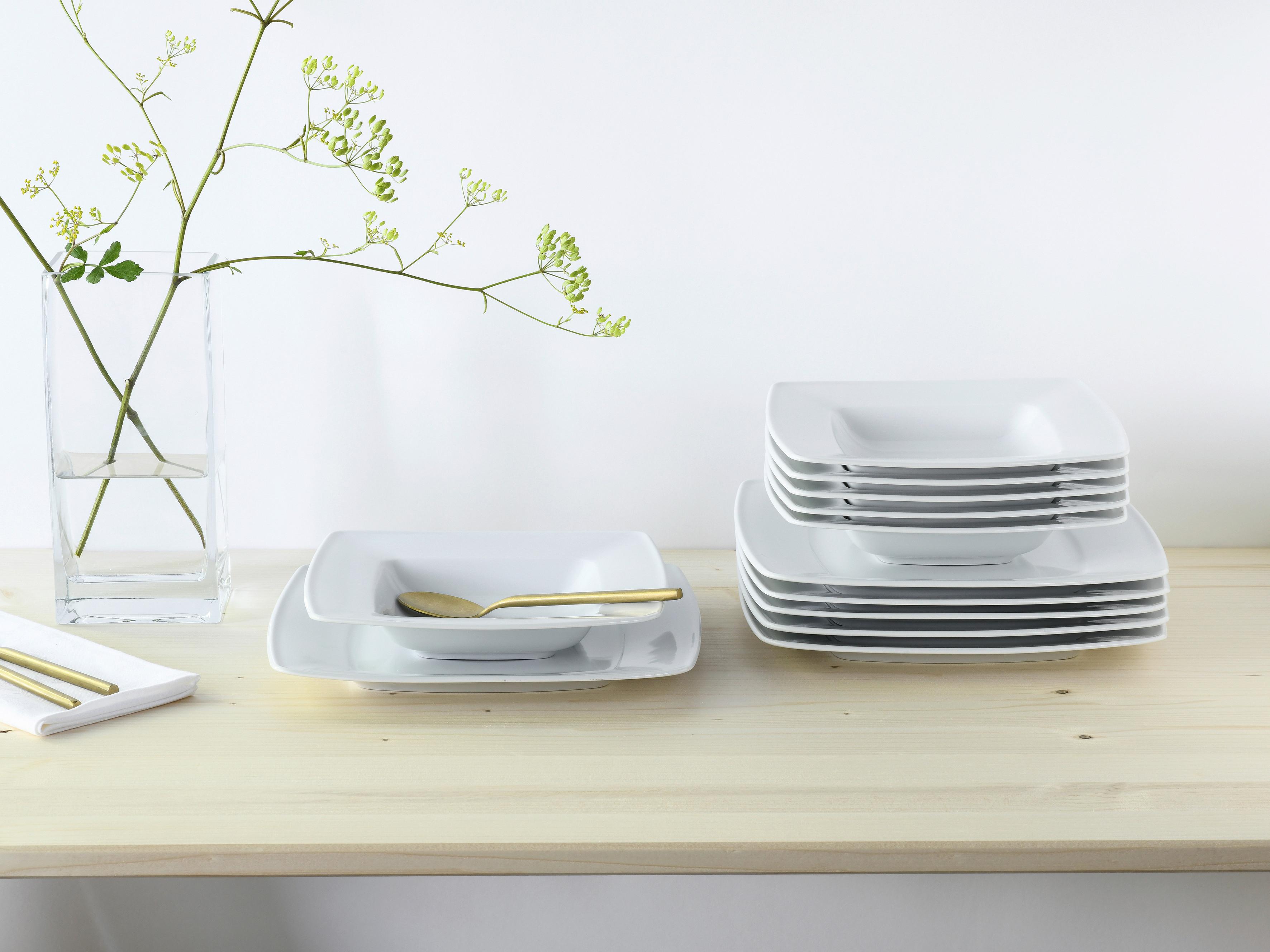 Tafelservice Victoria Porzellan 6 Personen - Weiß, Basics, Keramik - Creatable