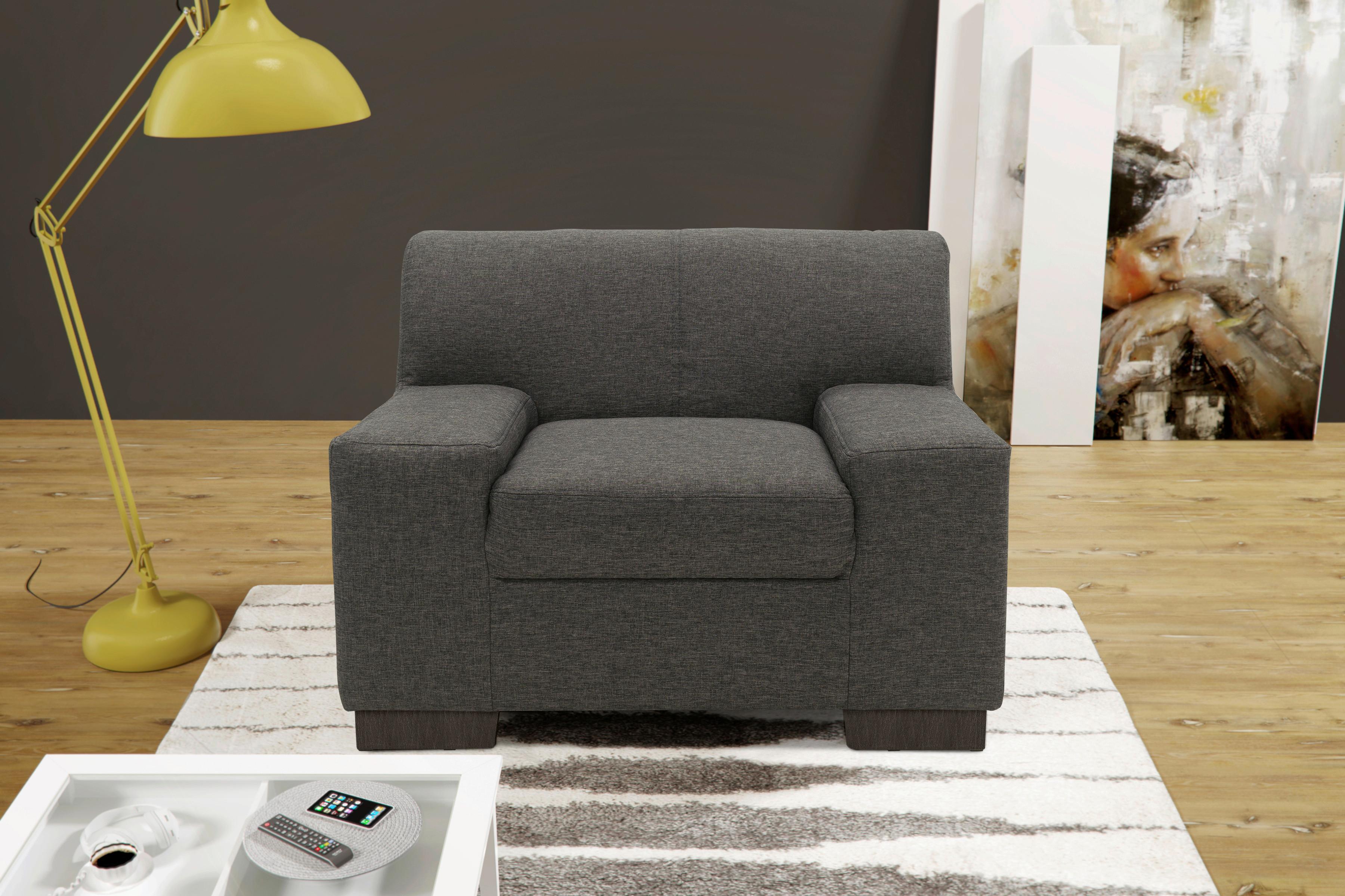 Polstersessel Norma Schwarz/braun Webstoff - Wengefarben/Schwarz, Design, Textil (101/74/85cm) - MID.YOU