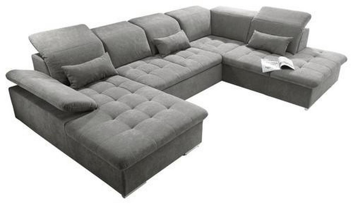 Sedací souprava WAYNE U - barvy stříbra/jílová barva, Konvenční, textil/plast (188/340/240cm) - MID.YOU
