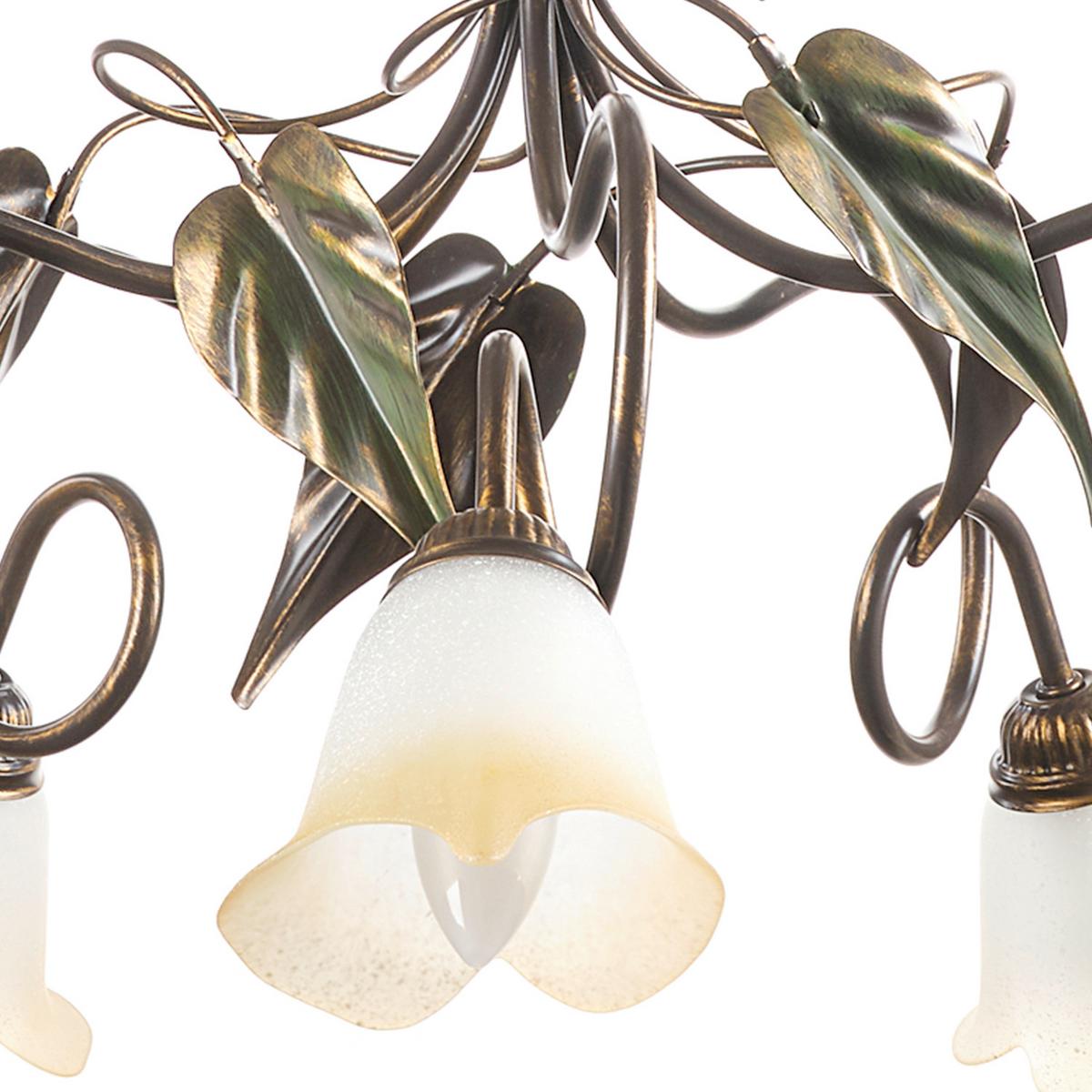 KRONLEUCHTER 4620/5 MIRANDA - Bronzefarben/Olivgrün, KONVENTIONELL, Glas/Metall (90/130cm)