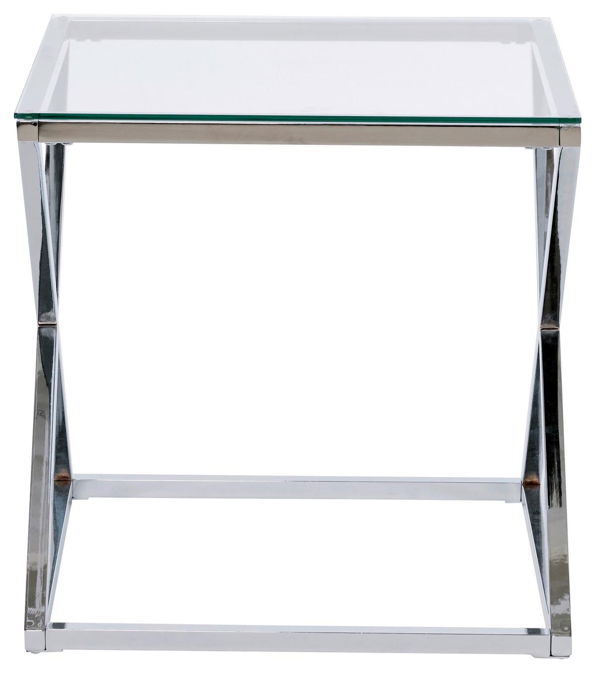 Beistelltisch Xtra By Side - Chromfarben, MODERN, Glas/Metall (50/50/50cm) - Livetastic